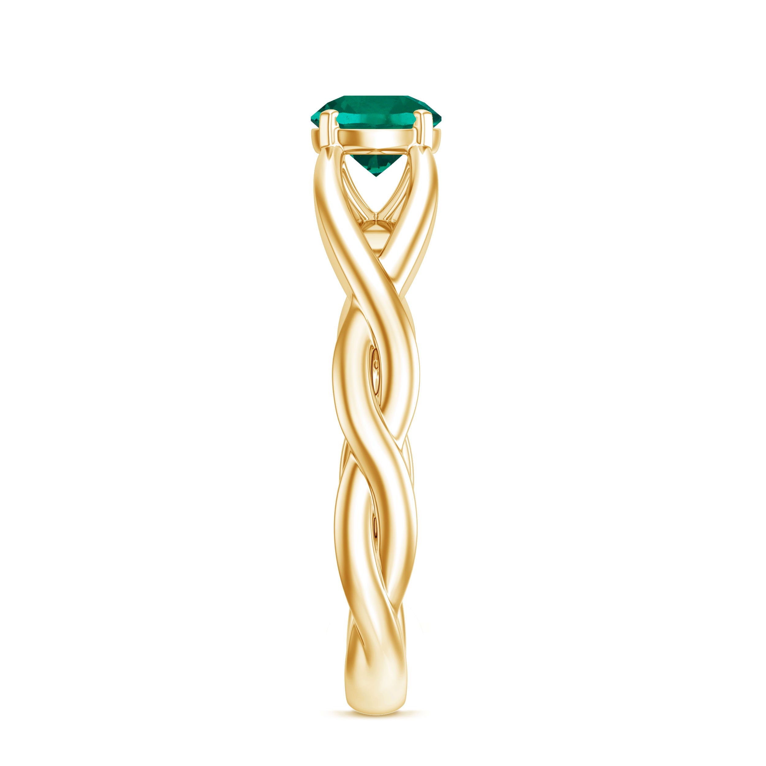 Rosec Jewels-Certified Lab Grown Emerald Crossover Ring with Diamond