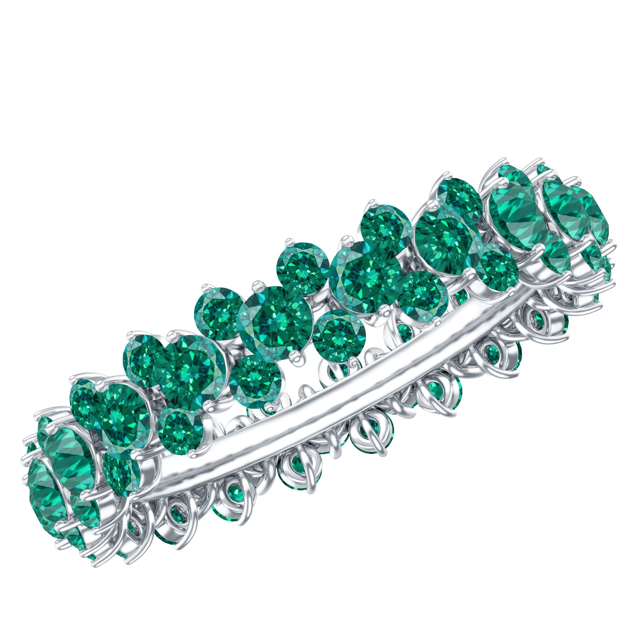 Certified Lab Grown Emerald Eternity Anniversary Band AAAA - Rosec Jewels