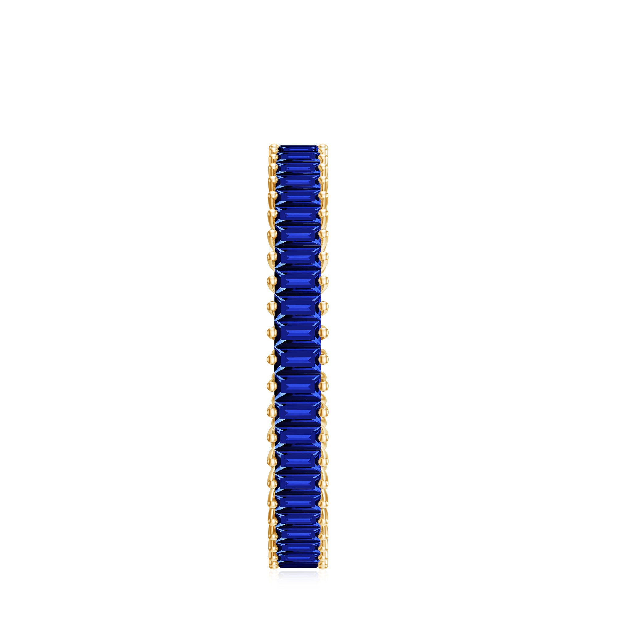 Certified Lab Grown Blue Sapphire Baguette Eternity Band Ring AAAA - Rosec Jewels