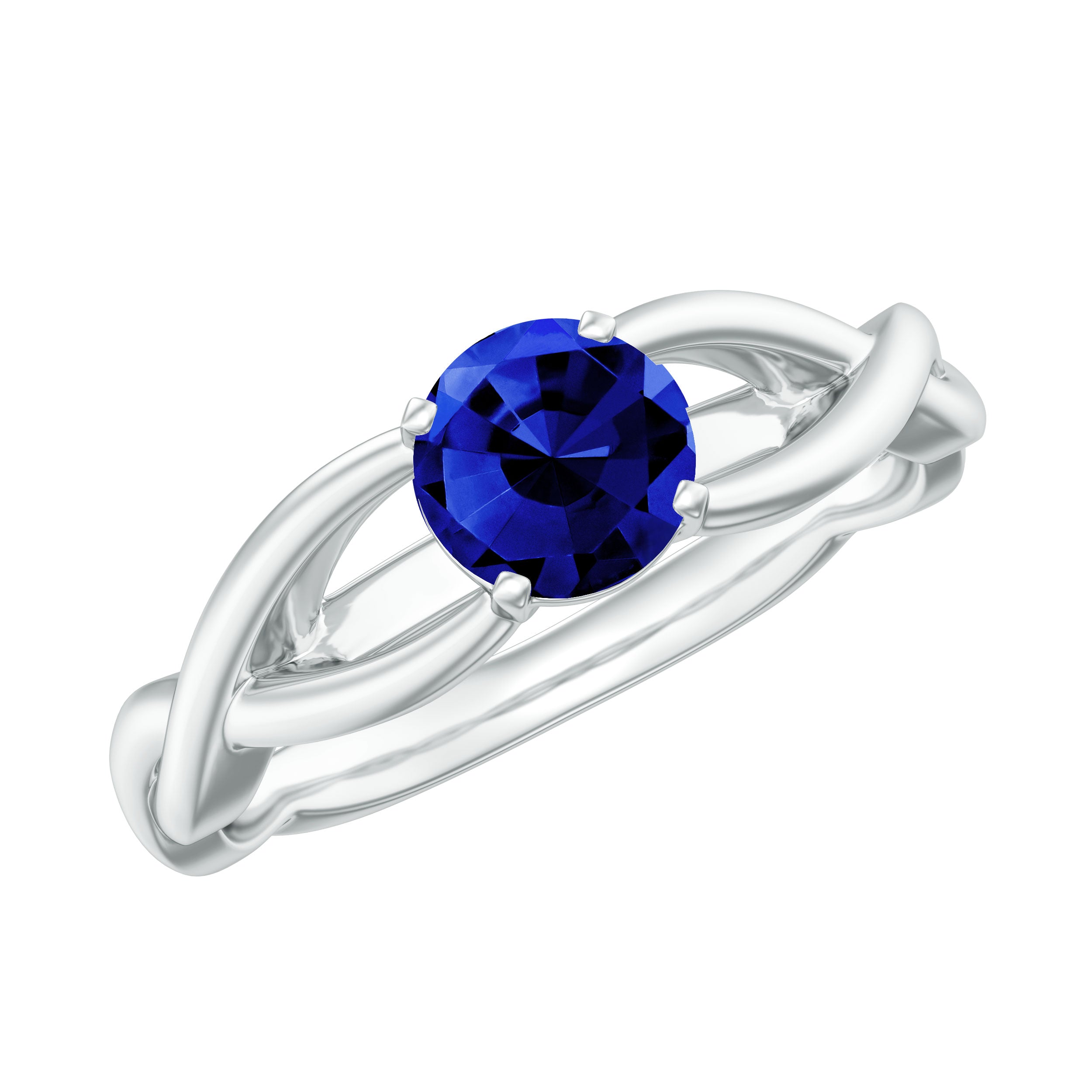 Certified 0.6 Carat Lab Grown Blue Sapphire Promise Ring with Surprise Diamond AAAA - Rosec Jewels