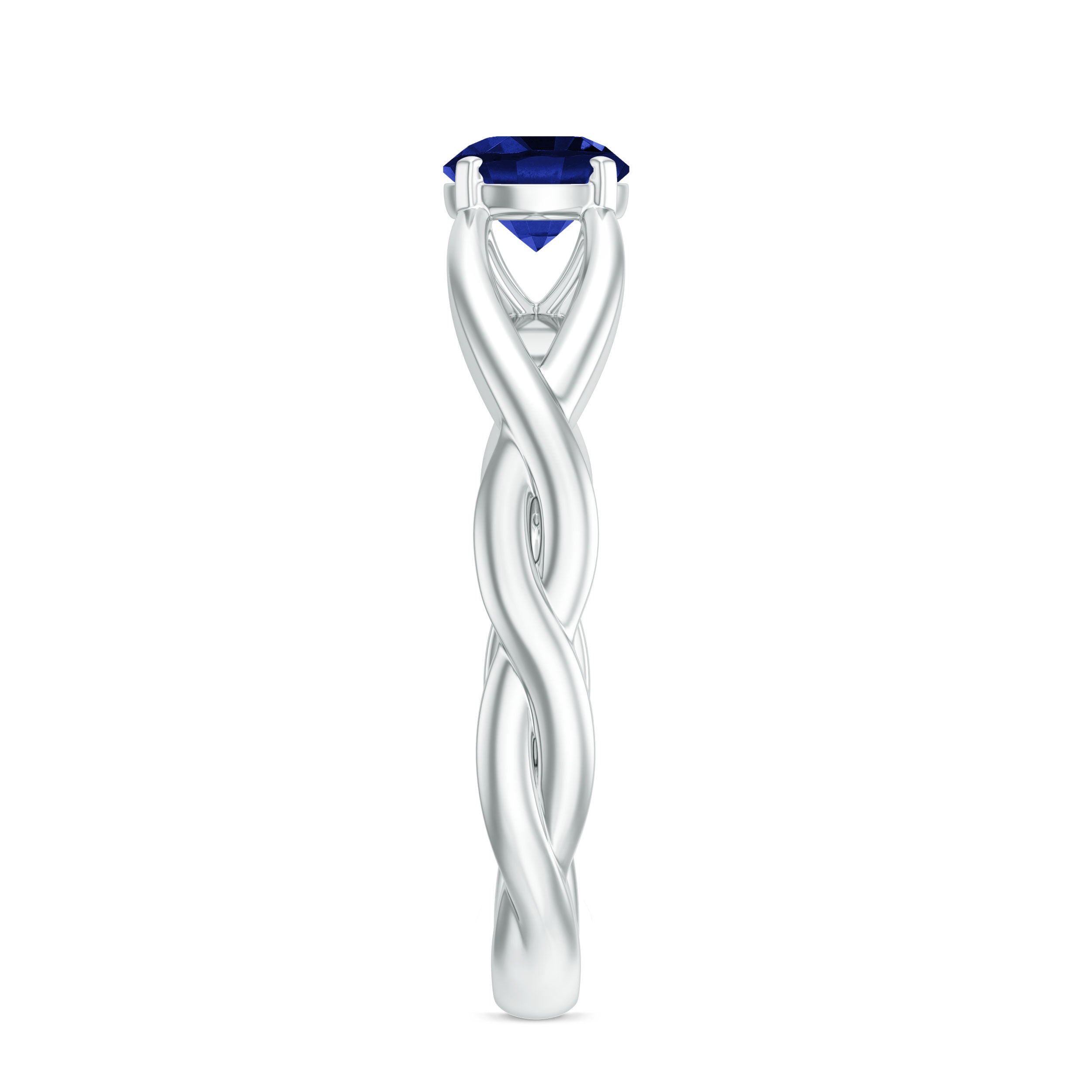 Certified 0.6 Carat Lab Grown Blue Sapphire Promise Ring with Surprise Diamond AAAA - Rosec Jewels