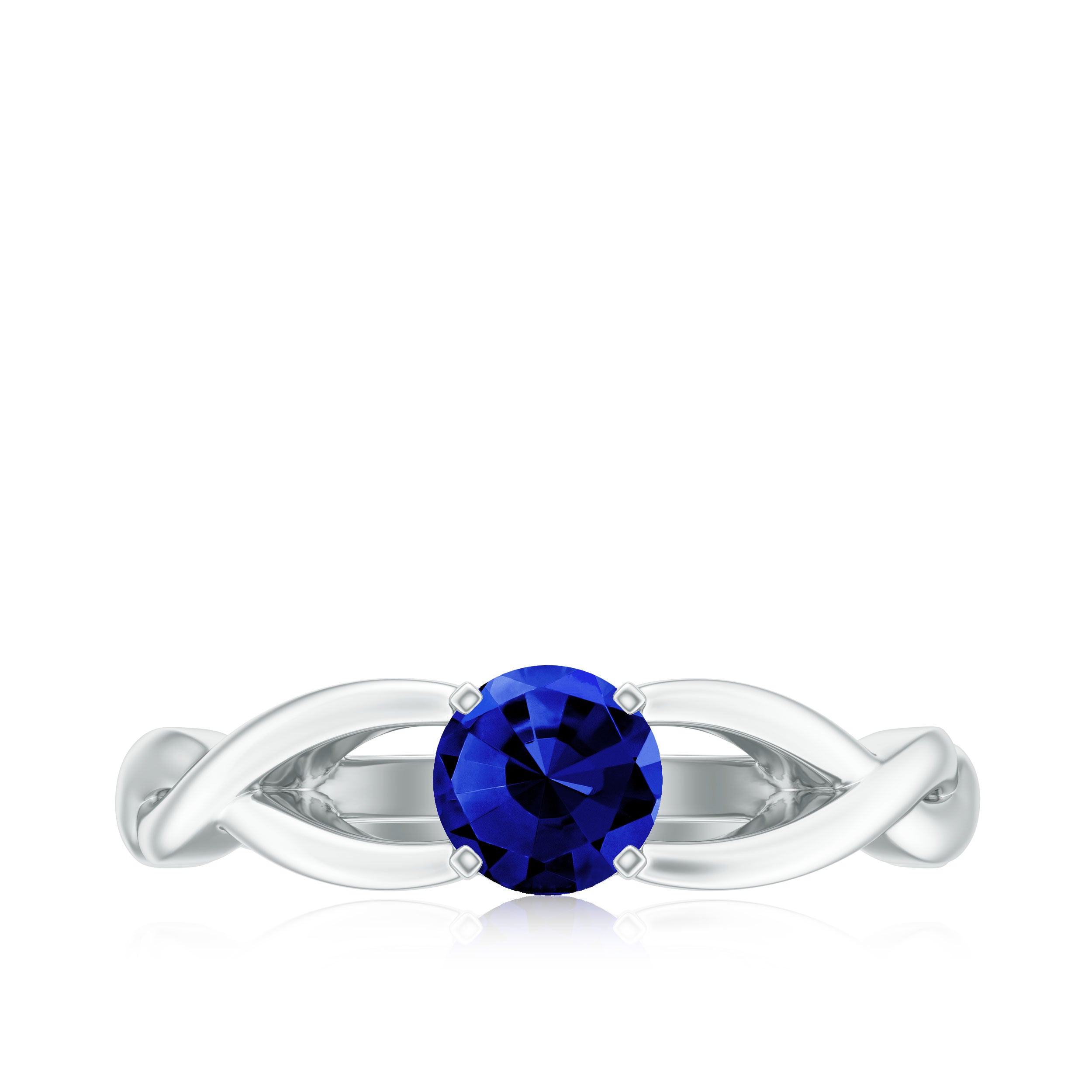 Certified 0.6 Carat Lab Grown Blue Sapphire Promise Ring with Surprise Diamond AAAA - Rosec Jewels