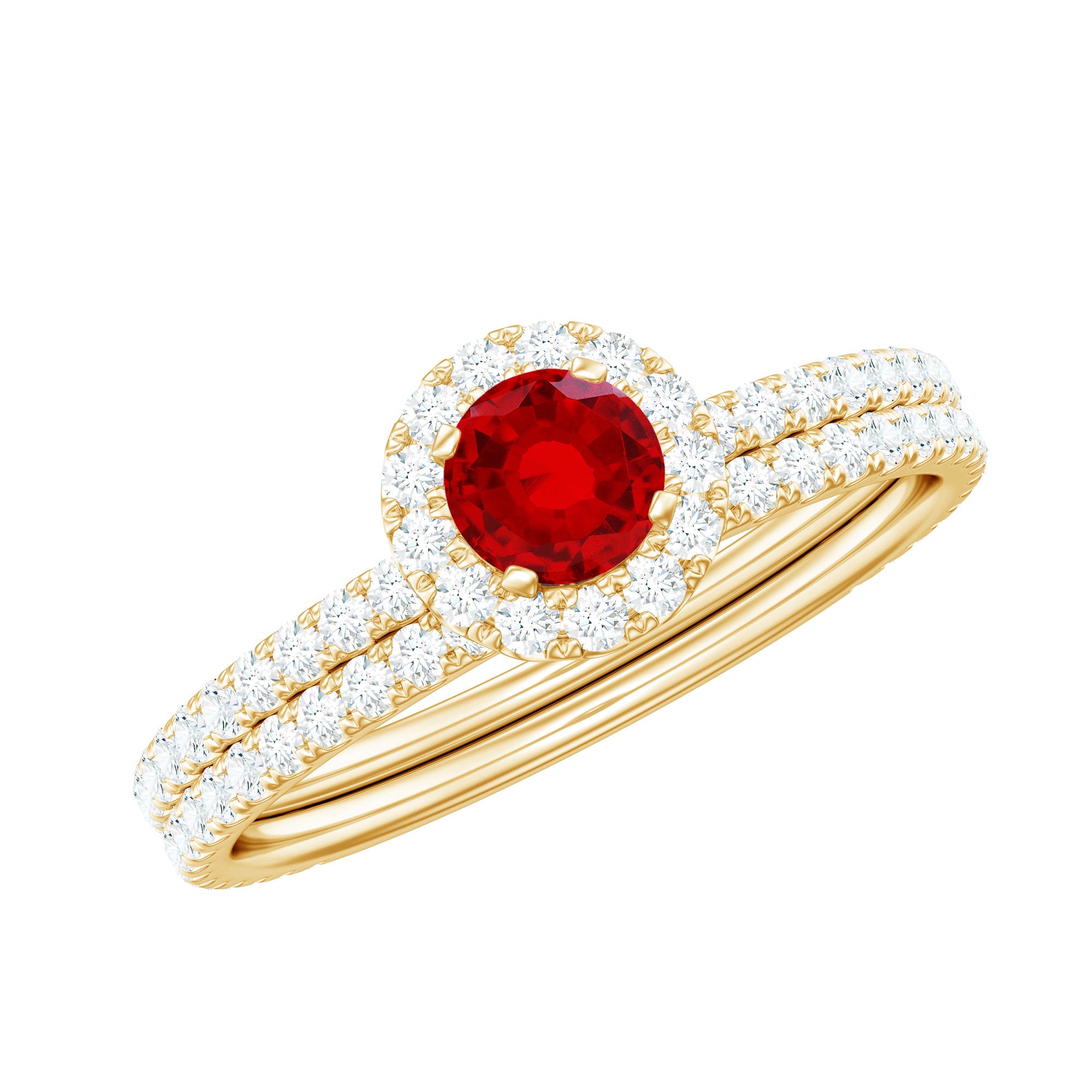 Certified Lab Grown Ruby Minimal Engagement Ring with Enhancer AAAA - Rosec Jewels