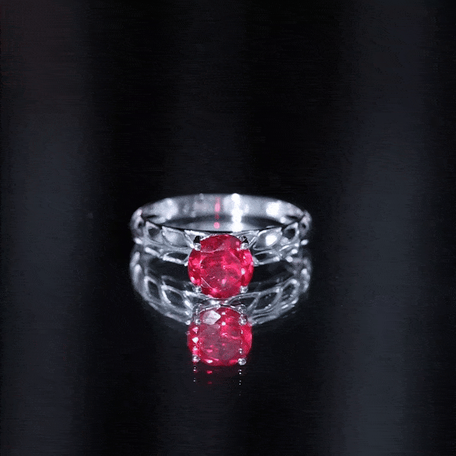 7 MM Lab Created Ruby Solitaire Gold Filigree Ring AAAA - Rosec Jewels