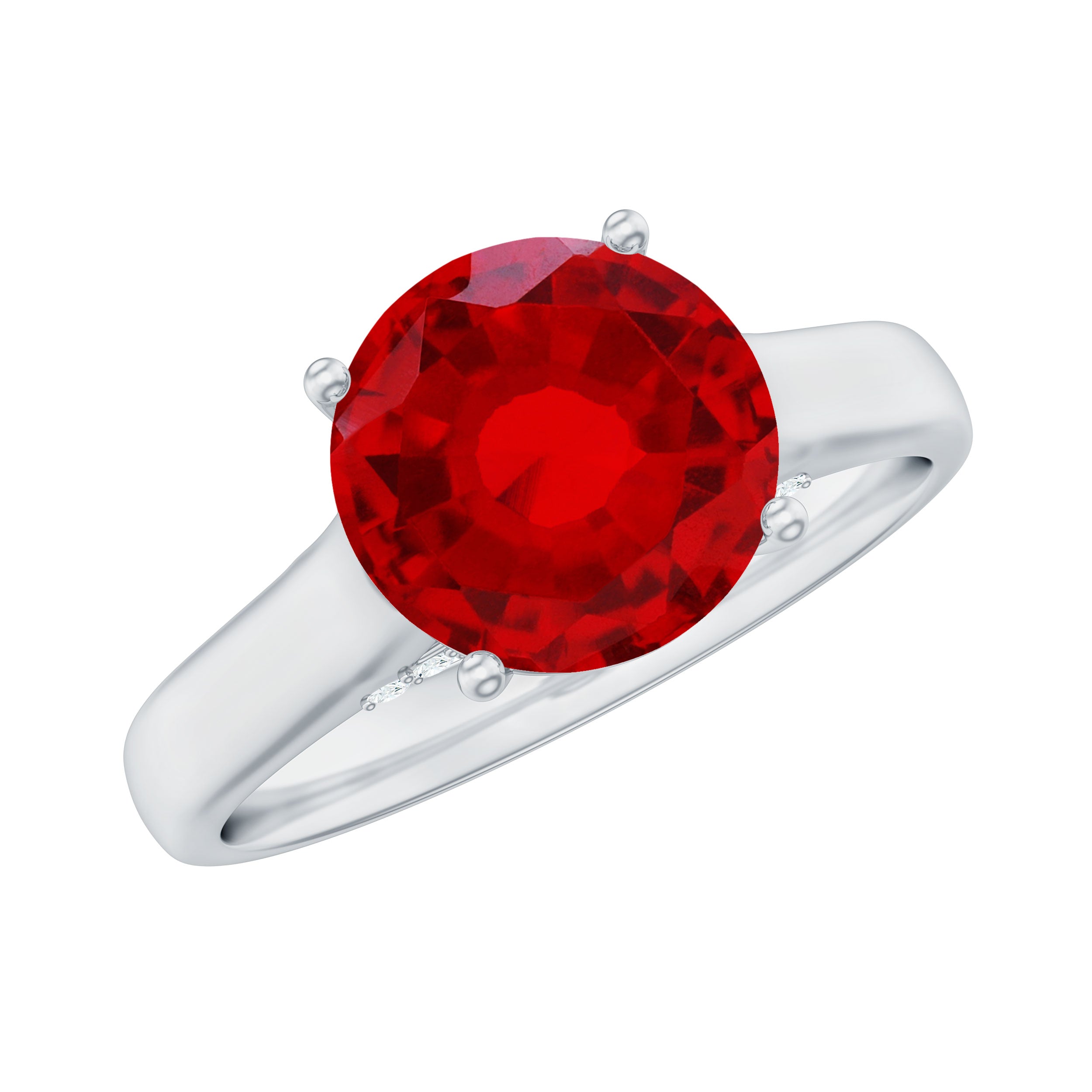 Solitaire 8 MM Lab Created Ruby Engagement Ring with Surprise Diamonds
