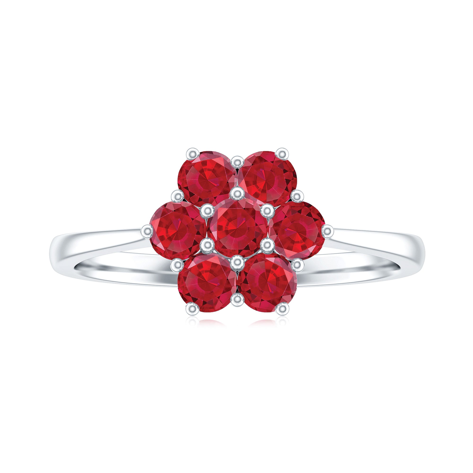 Rosec Jewels-1 CT Round Cut Lab Created Ruby Cluster Ring