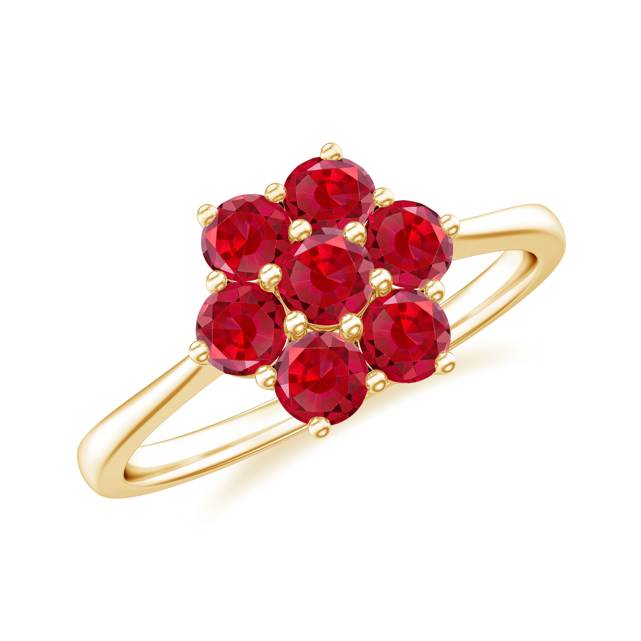 Rosec Jewels-1 CT Round Cut Lab Created Ruby Cluster Ring