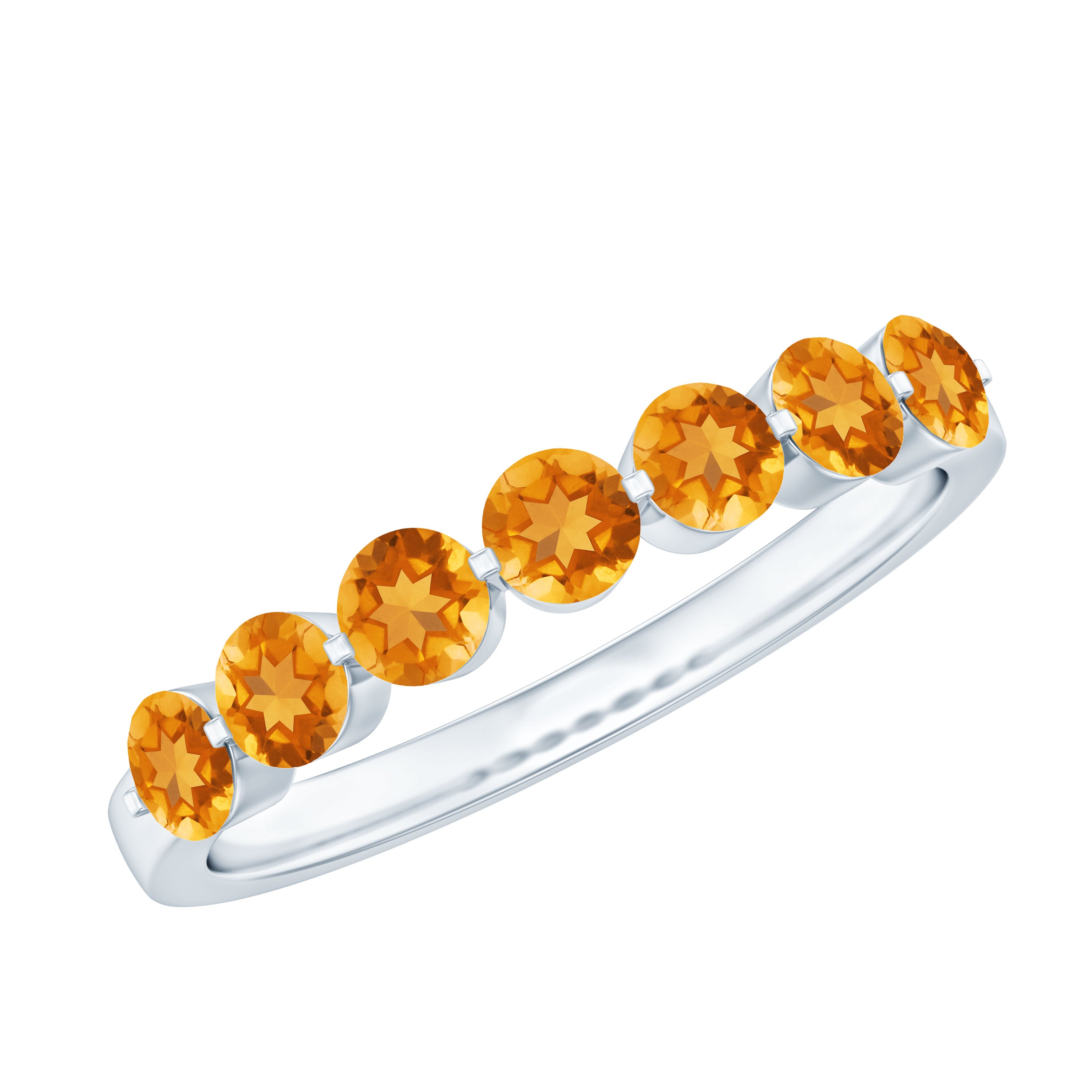Natural Citrine Half Eternity Ring for Anniversary