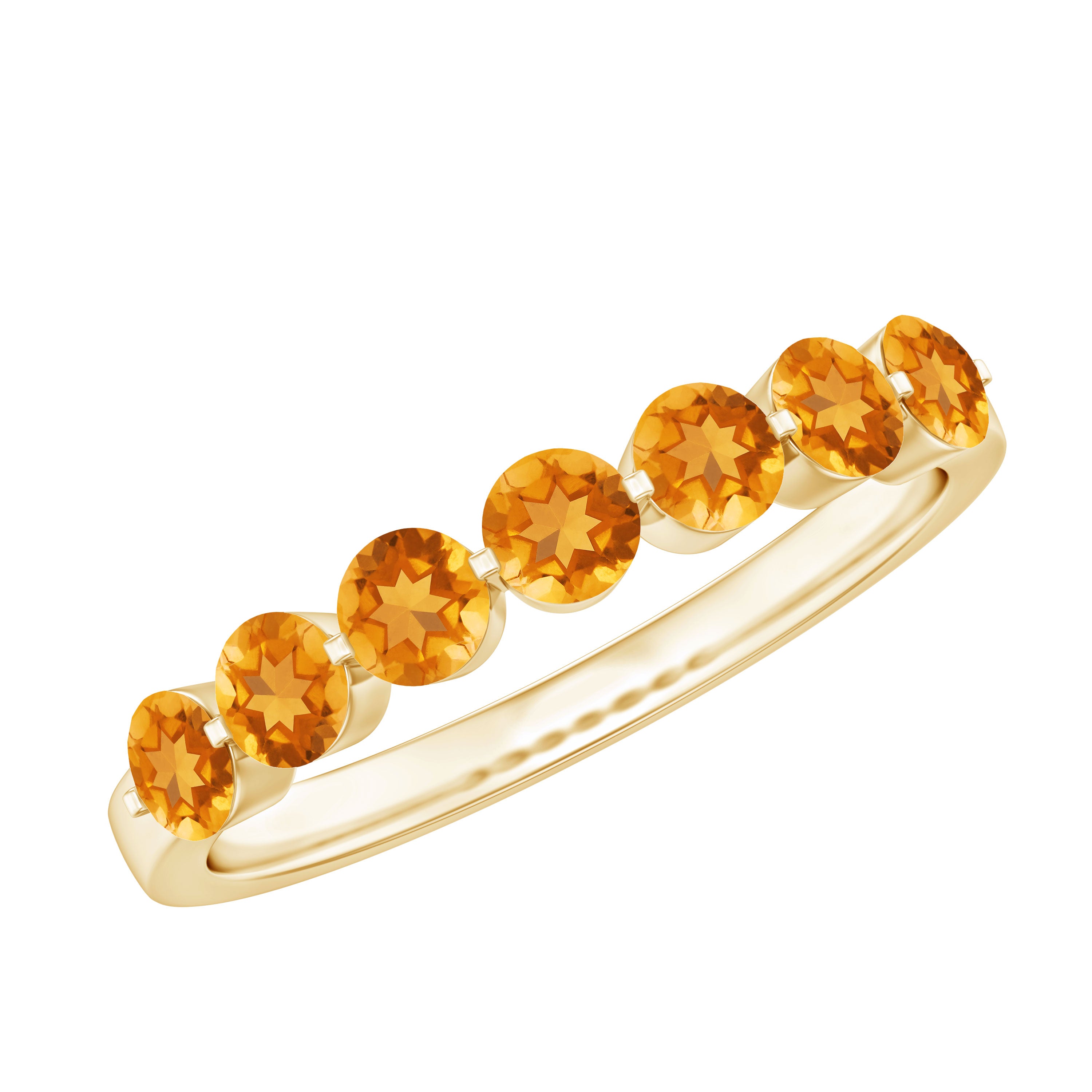 Natural Citrine Half Eternity Ring for Anniversary AAA - Rosec Jewels