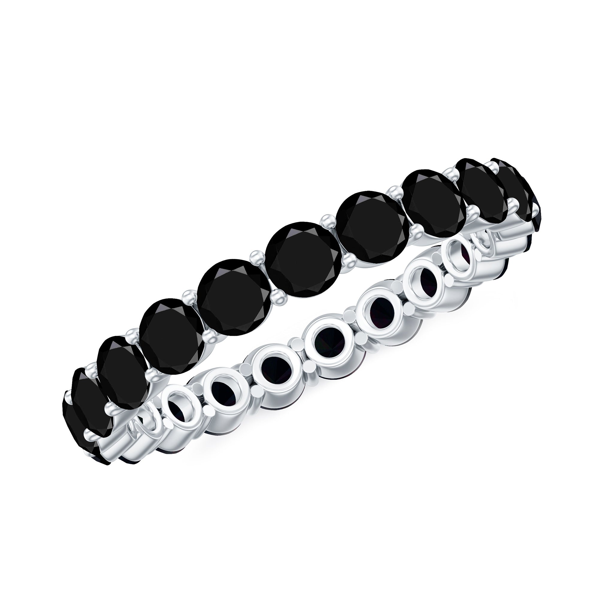 Certified Round Cut Lab Grown Black Diamond Eternity Band Ring