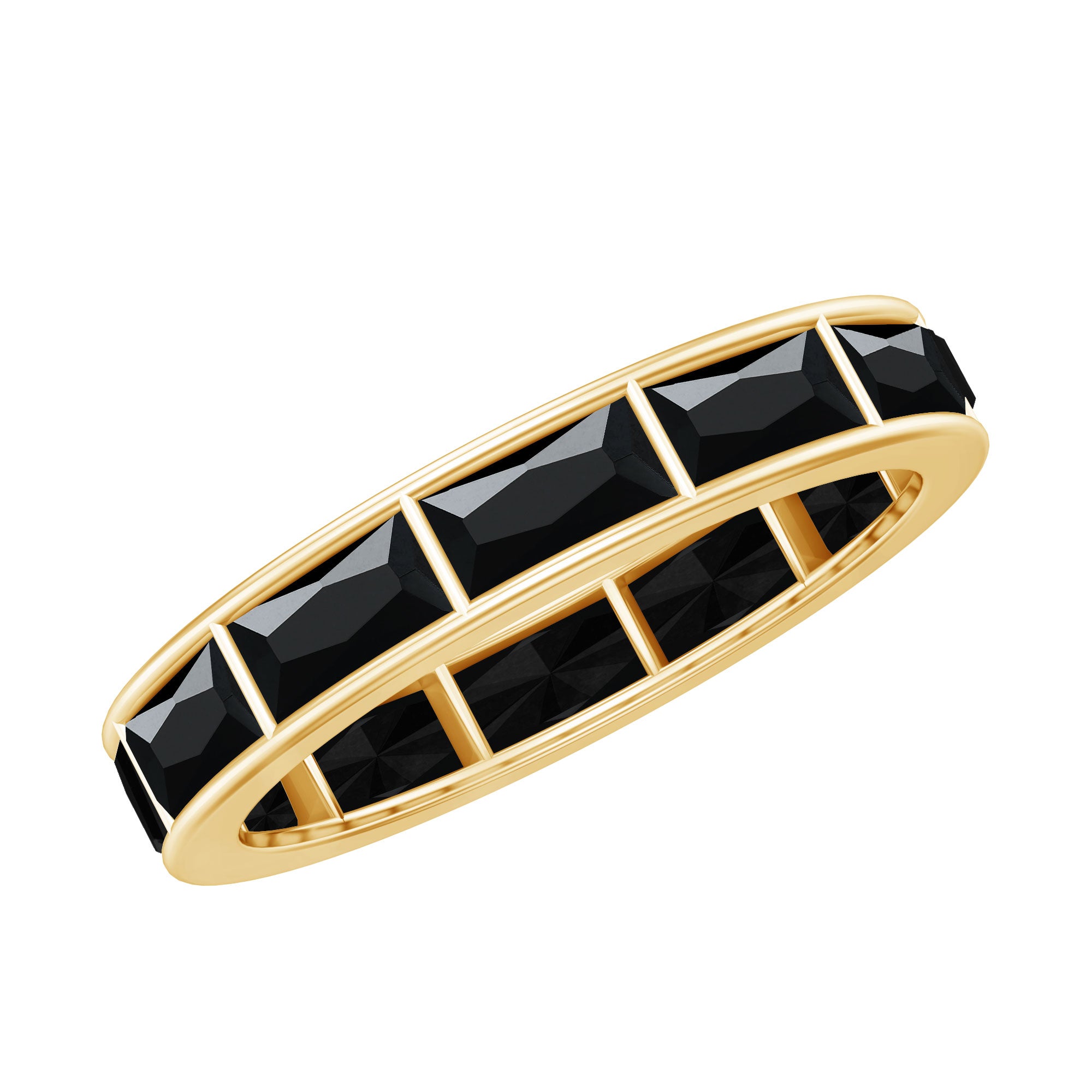 Baguette Cut Lab Grown Black Diamond Eternity Band Ring AAAA ( Synthetic ) - Rosec Jewels