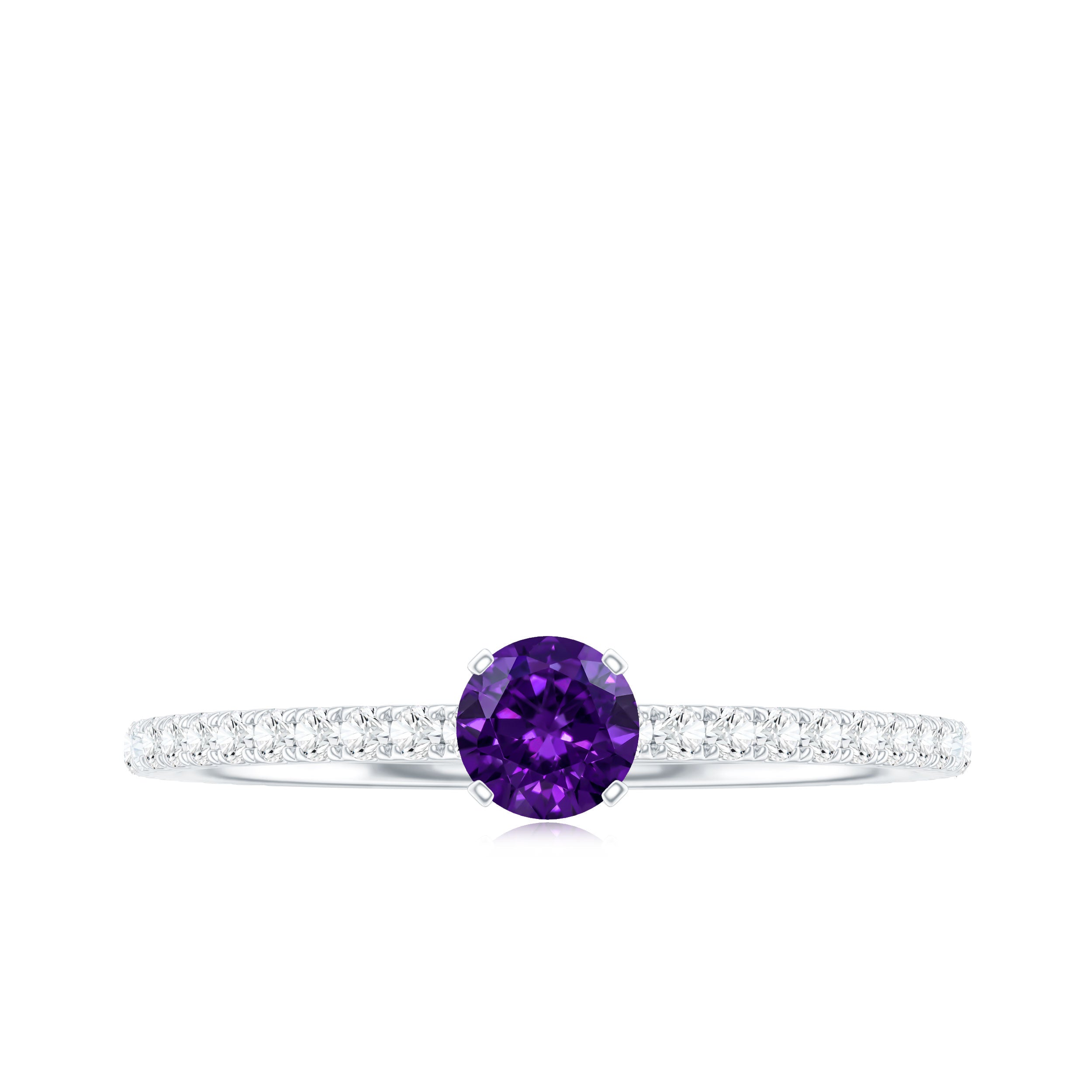 Real Amethyst Diamond Promise Ring for Women AAA - Rosec Jewels