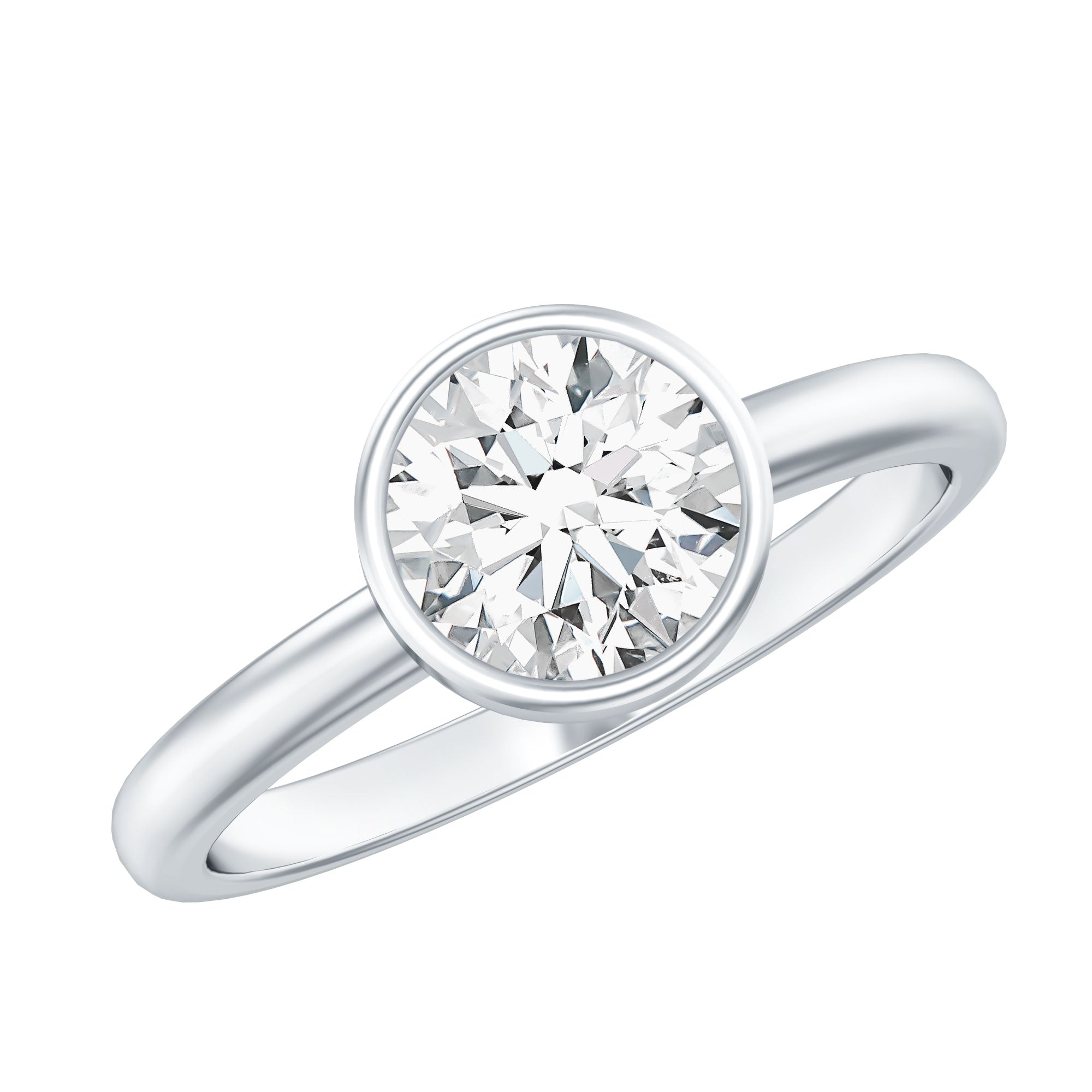 Bezel Set Moissanite Solitaire Ring For Engagement