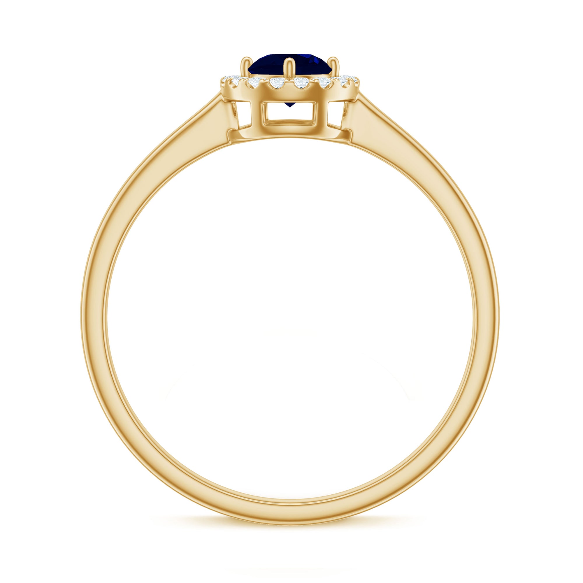 Rosec Jewels-Dainty Blue Sapphire and Diamond Floating Halo Ring