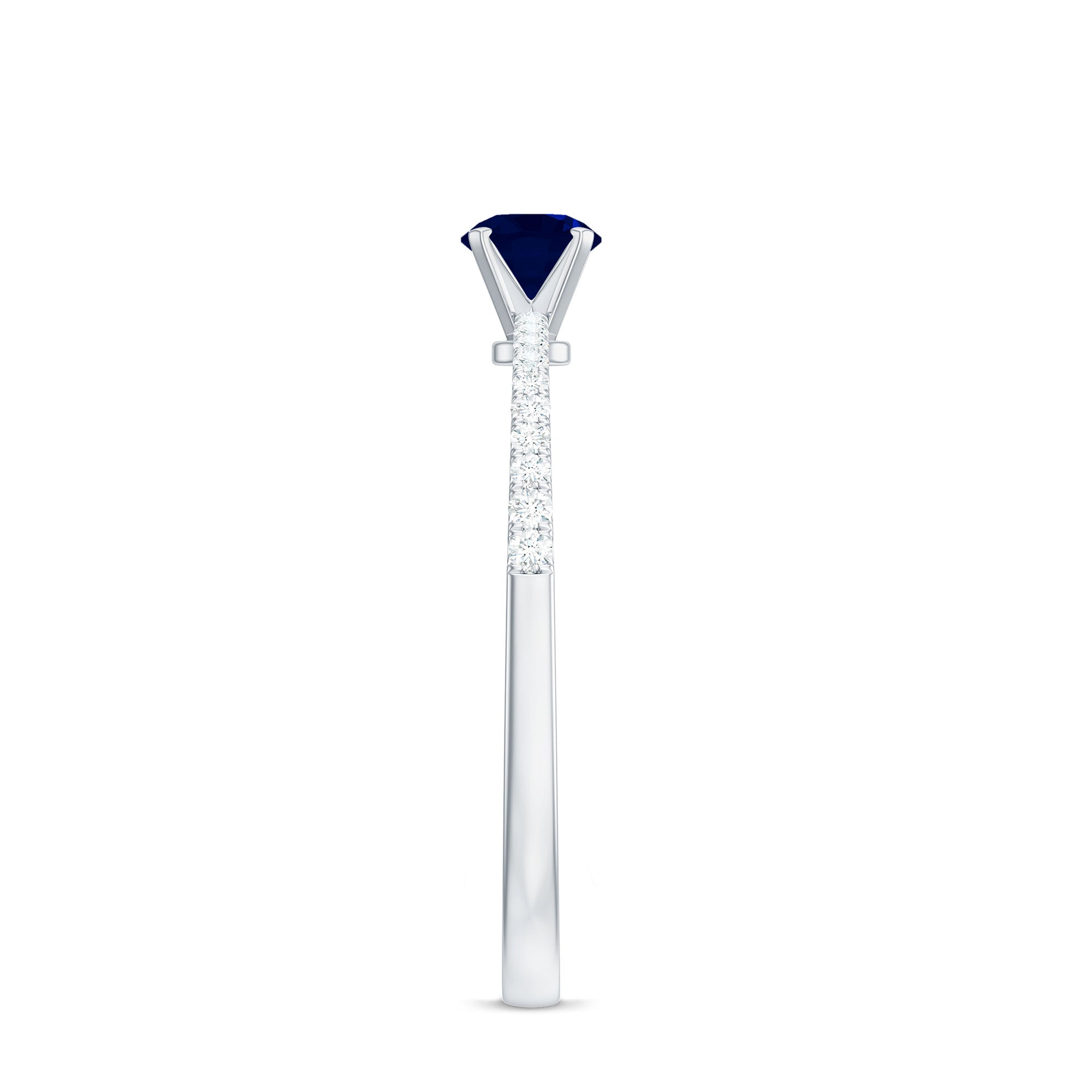 Rosec Jewels-Real 0.9 Carat Blue Sapphire Promise Ring with Diamonds