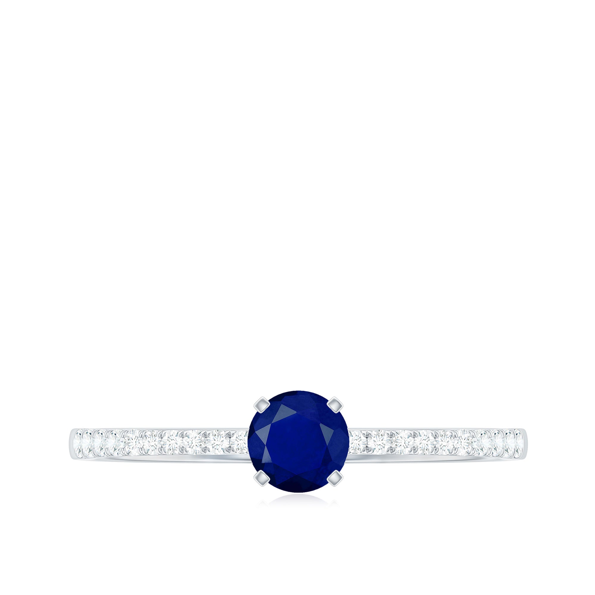 Rosec Jewels-Real 0.9 Carat Blue Sapphire Promise Ring with Diamonds