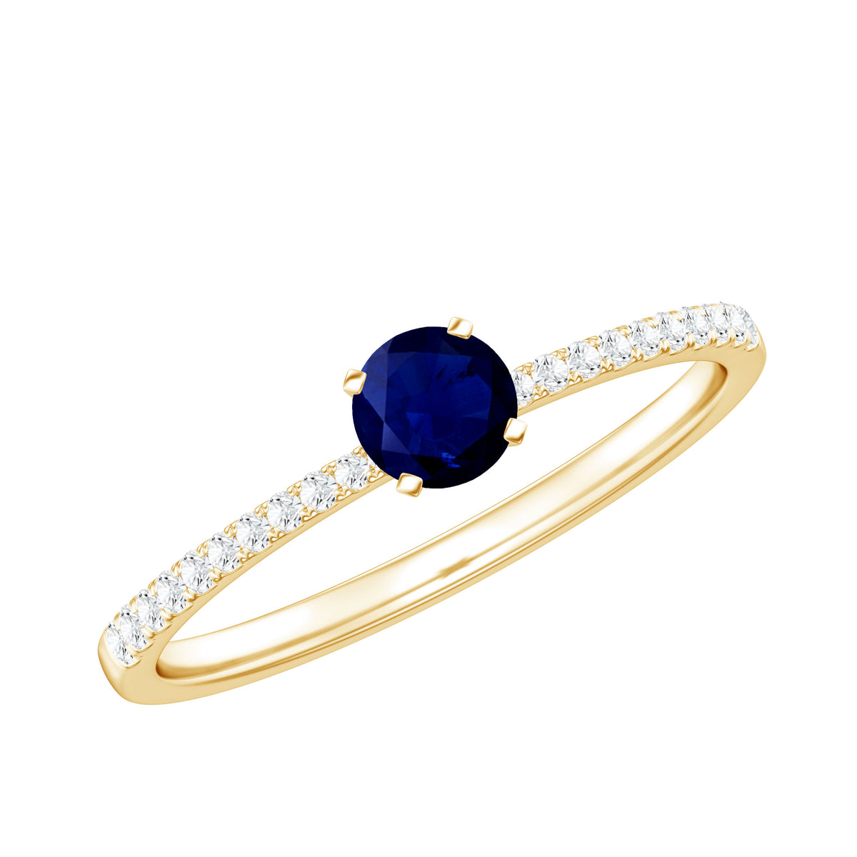Real 0.9 Carat Blue Sapphire Promise Ring with Diamonds AAA - Rosec Jewels