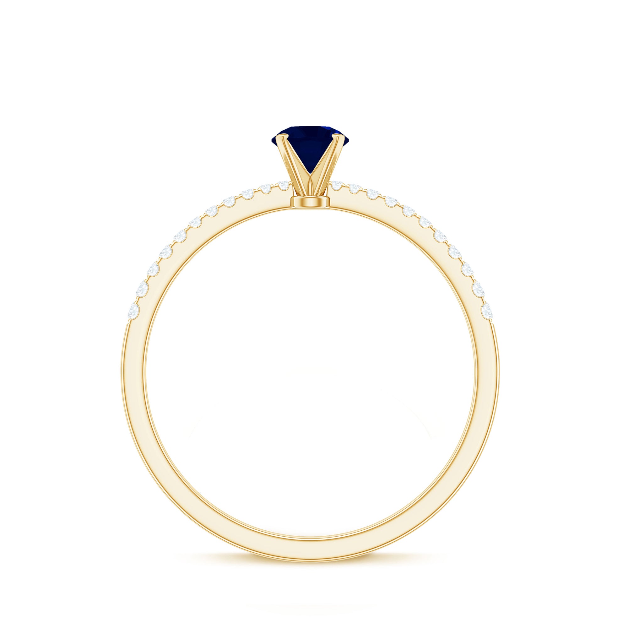 Rosec Jewels-Real 0.9 Carat Blue Sapphire Promise Ring with Diamonds