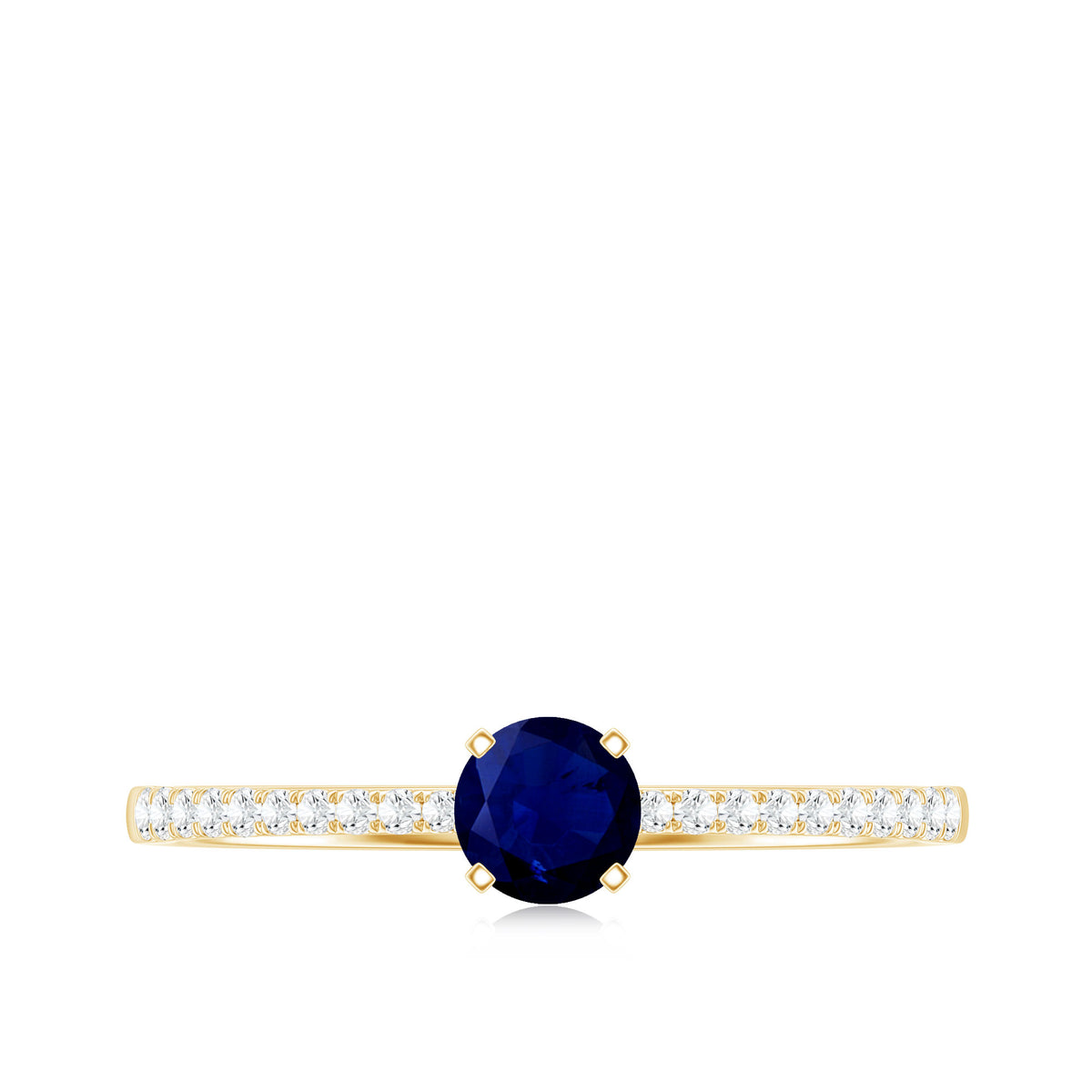 Real 0.9 Carat Blue Sapphire Promise Ring with Diamonds AAA - Rosec Jewels