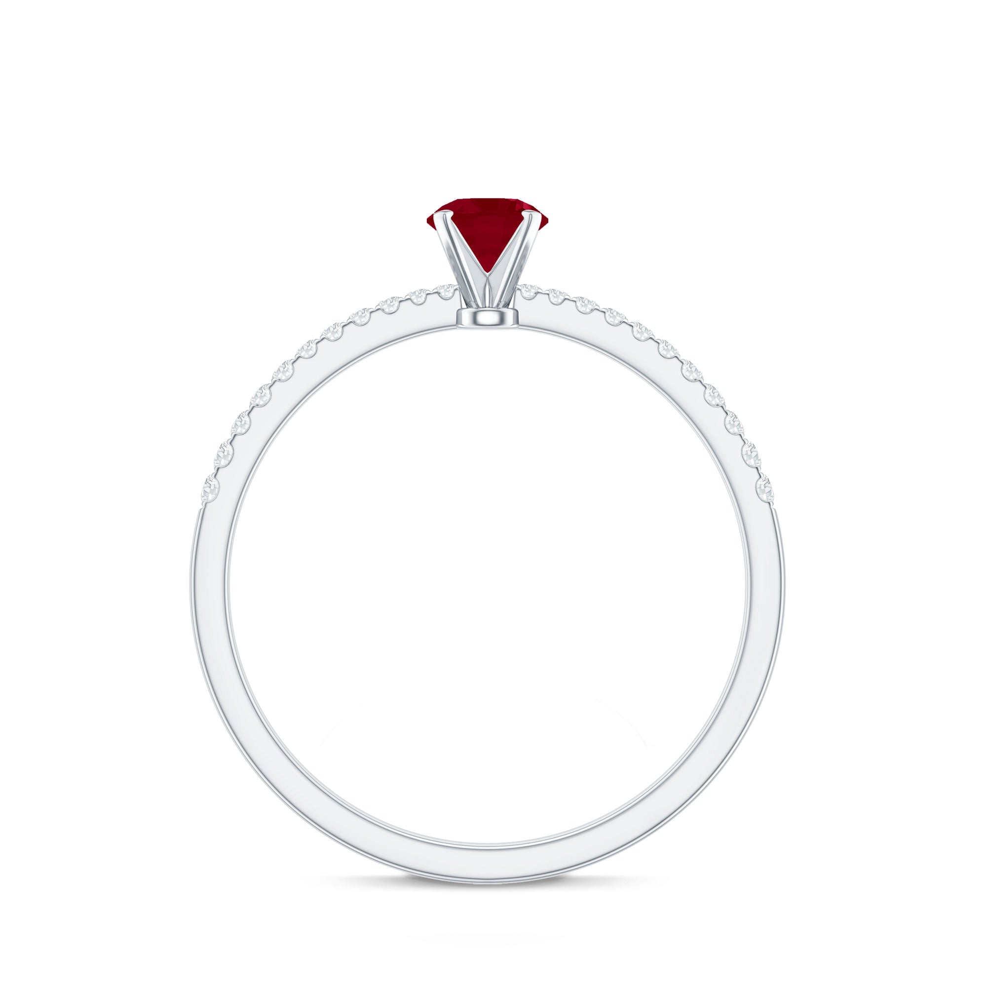 Natural 0.6 Carat Ruby Promise Ring with Diamond AAA - Rosec Jewels
