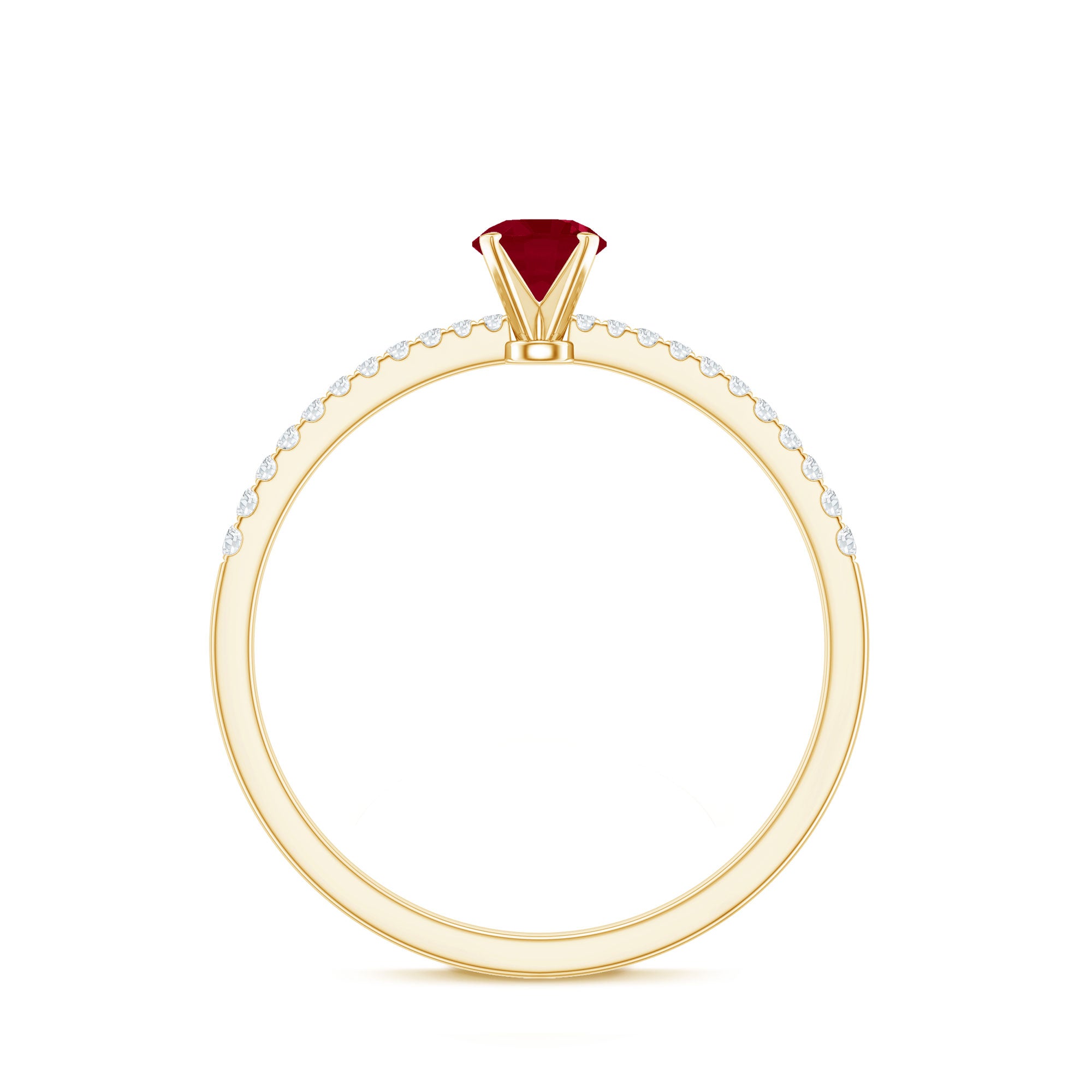 Natural 0.6 Carat Ruby Promise Ring with Diamond AAA - Rosec Jewels