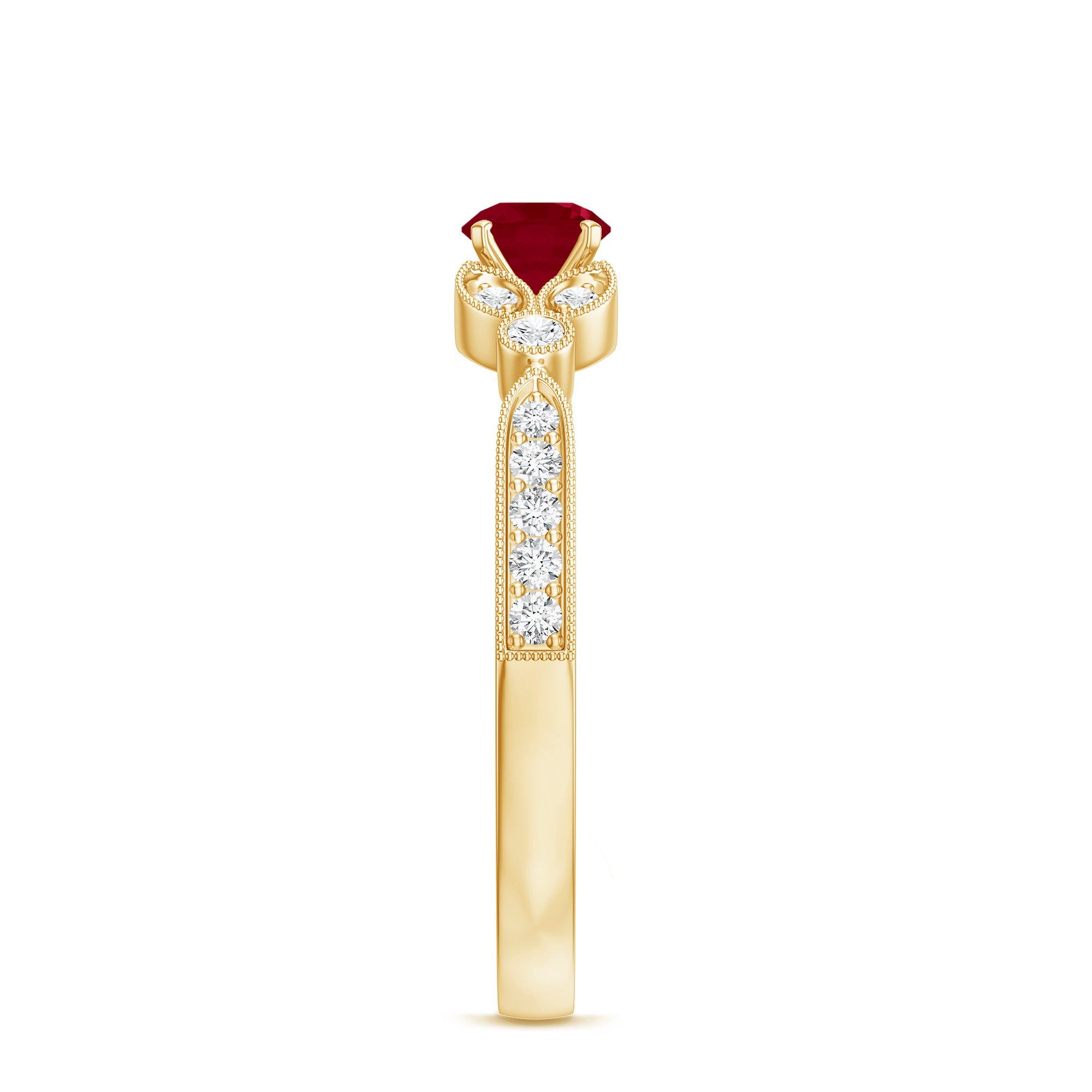 Vintage Style 0.6 Carat Ruby Diamond Engagement Ring for Women AAA - Rosec Jewels