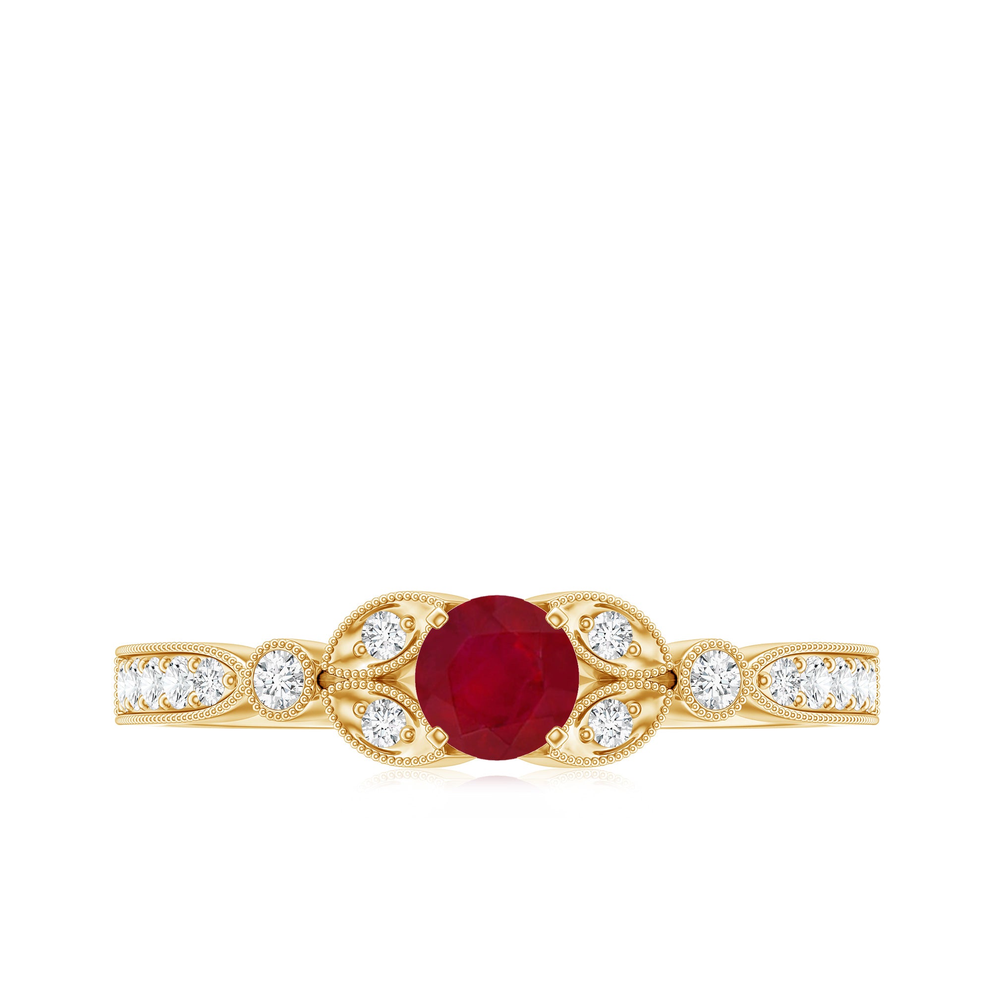Vintage Style 0.6 Carat Ruby Diamond Engagement Ring for Women AAA - Rosec Jewels