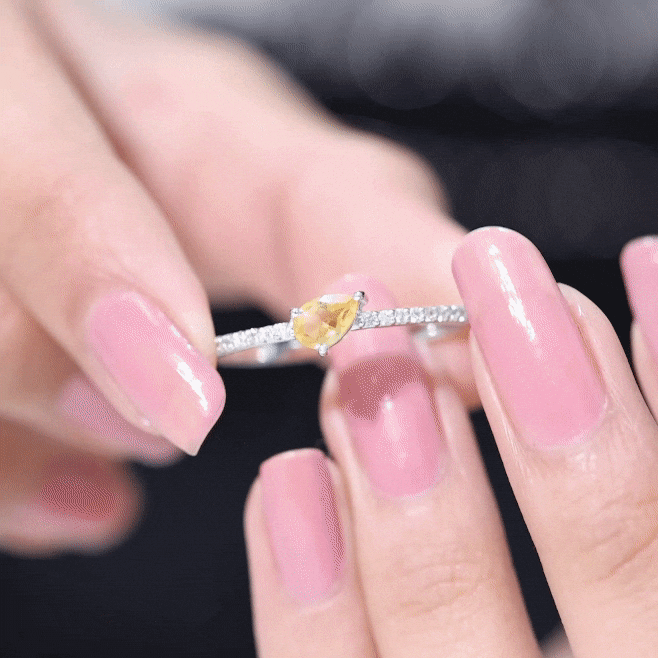 Natural Pear Shape Citrine Engagement Ring with Diamond AAA - Rosec Jewels
