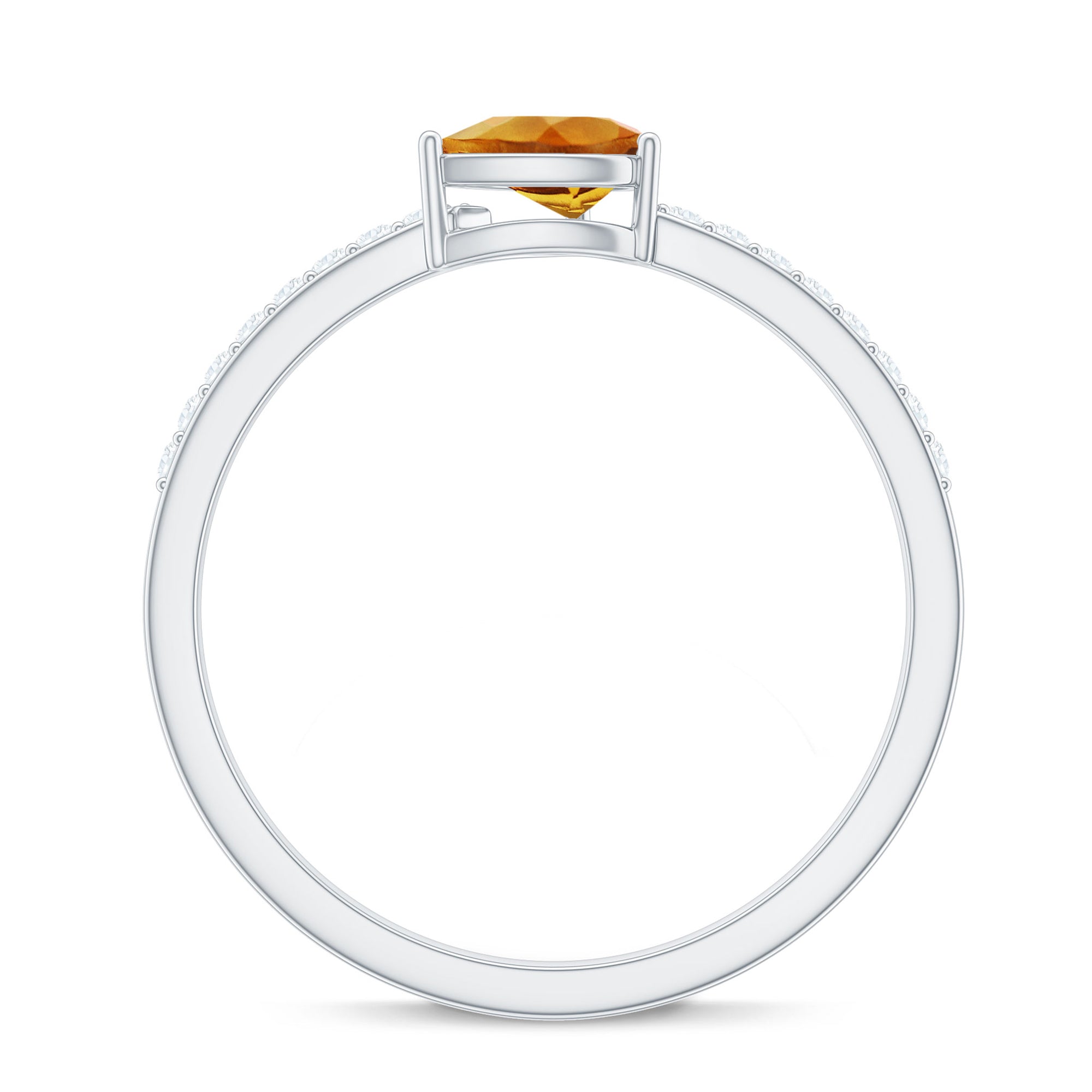 Natural Pear Shape Citrine Engagement Ring with Diamond AAA - Rosec Jewels
