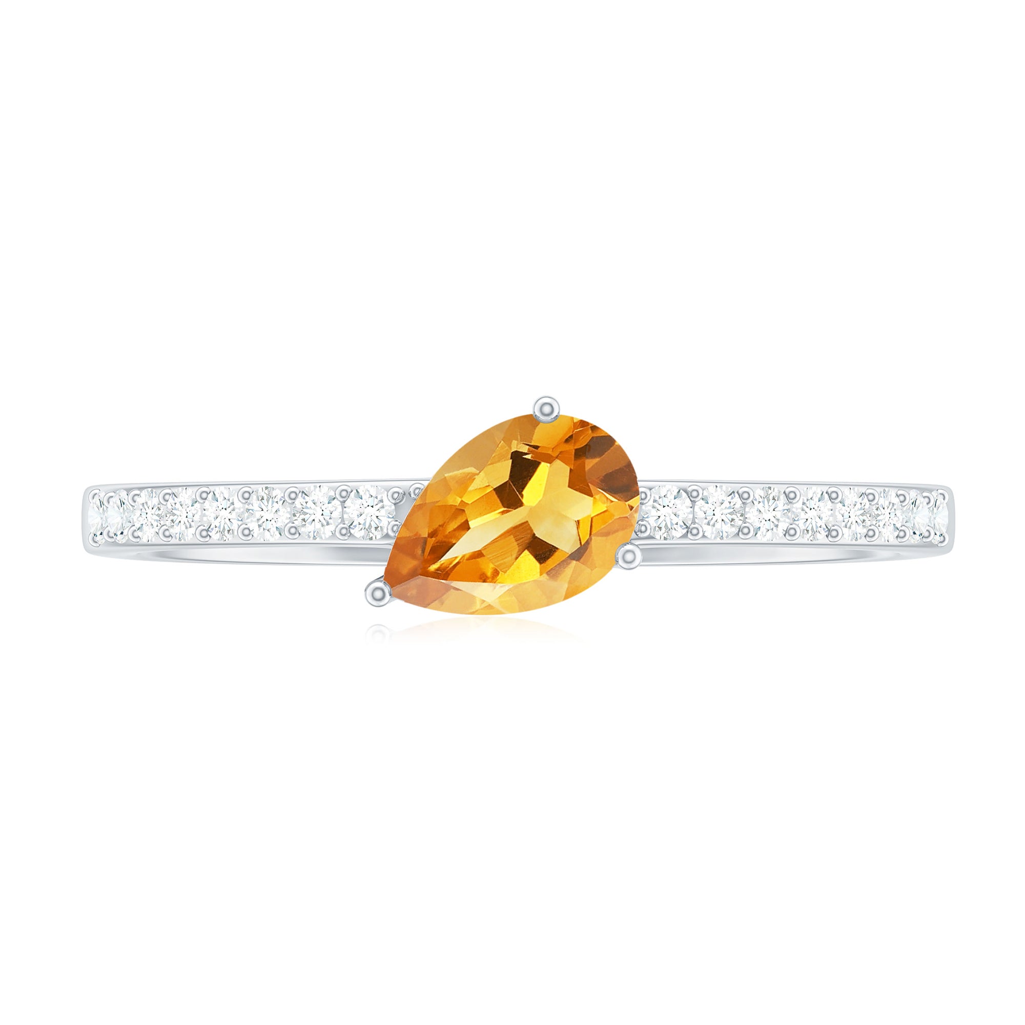 Natural Pear Shape Citrine Engagement Ring with Diamond AAA - Rosec Jewels