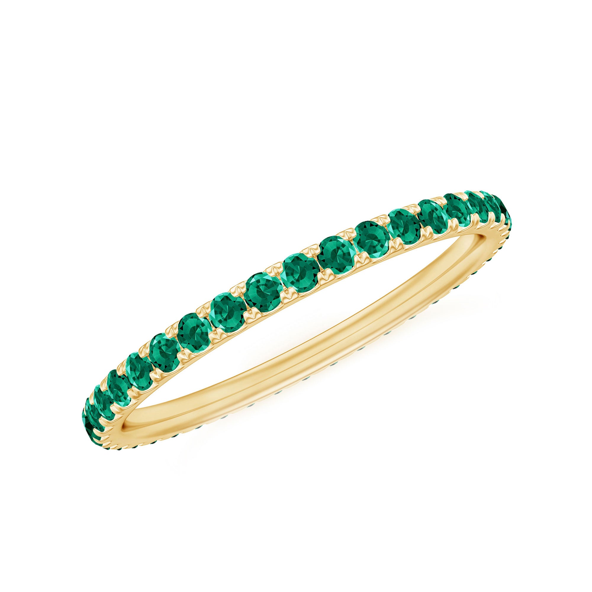 Certified Lab Grown Emerald Stackable Eternity Ring for Women AAAA - Rosec Jewels
