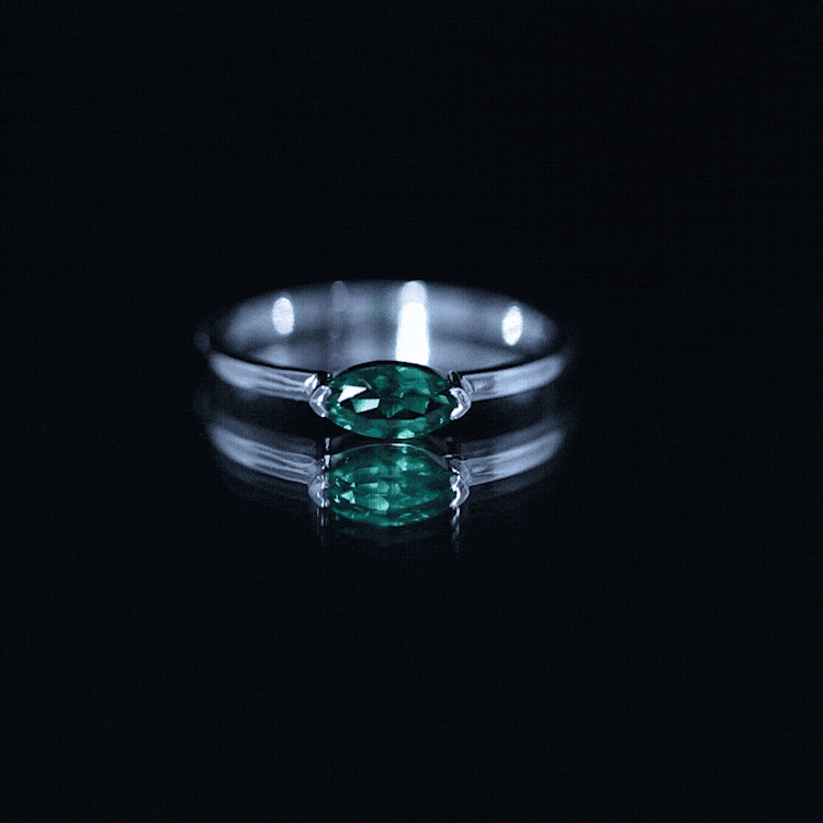 4X8 MM Marquise Lab Grown Emerald East West Promise Ring AAAA - Rosec Jewels