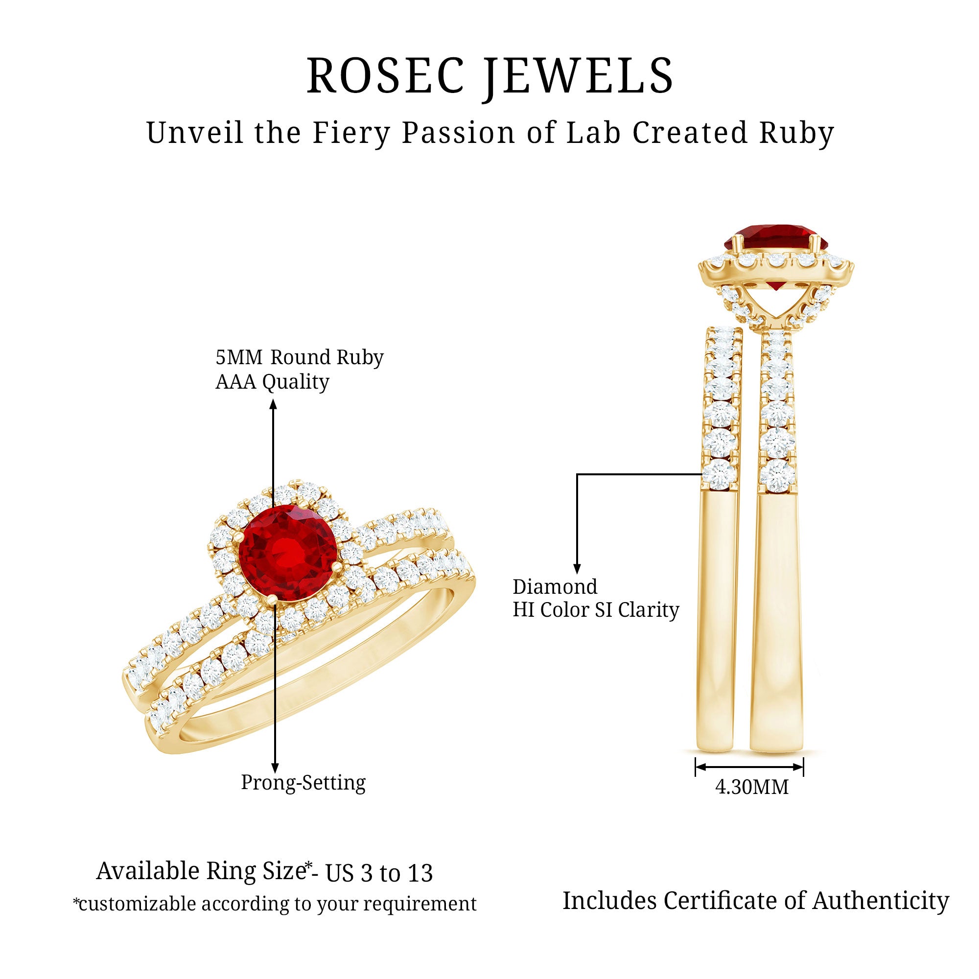 Vintage Inspired Created Ruby and Diamond Wedding Band Ring AAAA - Rosec Jewels