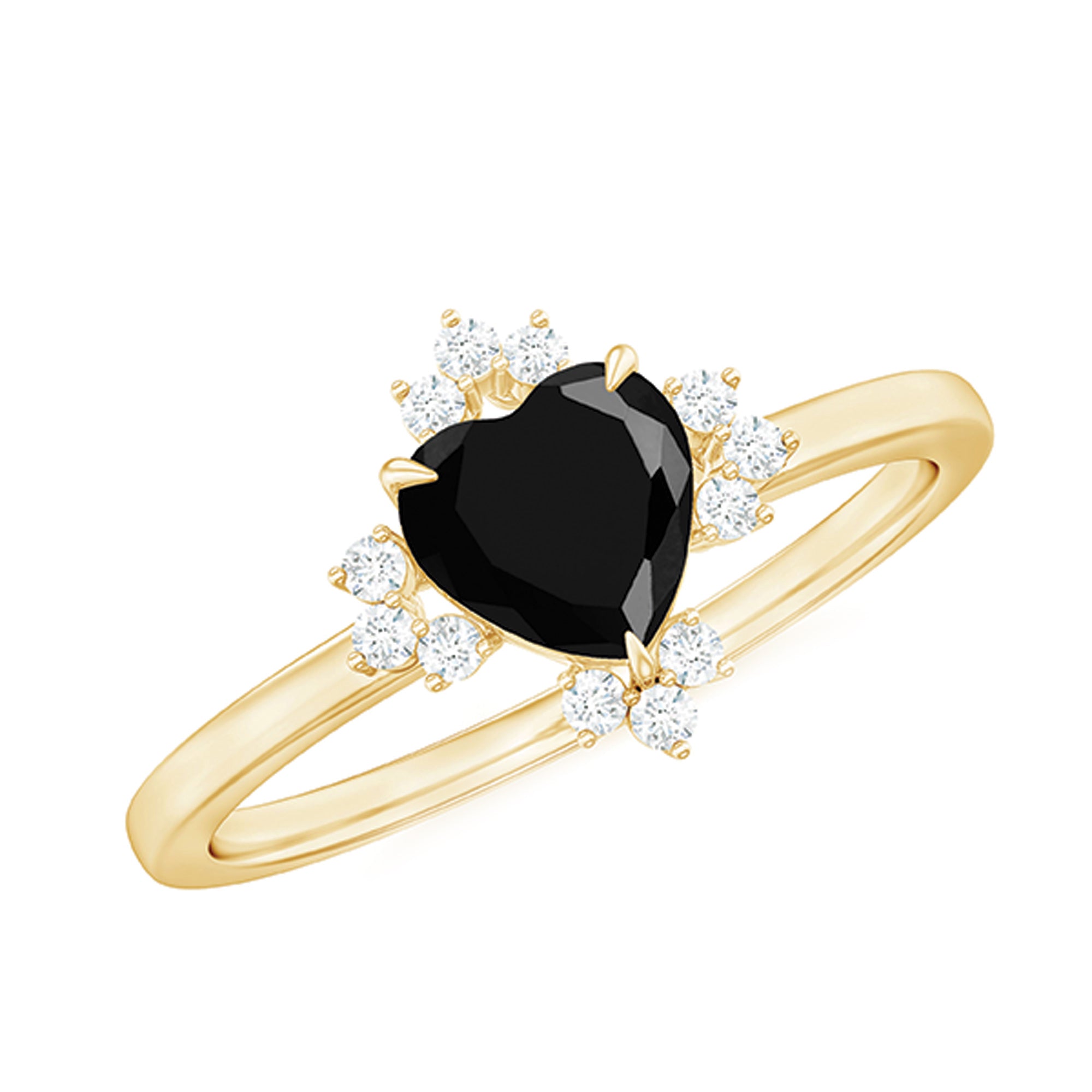 Certified 2.4 Carat Lab Grown Black Diamond Heart Engagement Ring with White Diamond AAAA ( Synthetic ) - Rosec Jewels