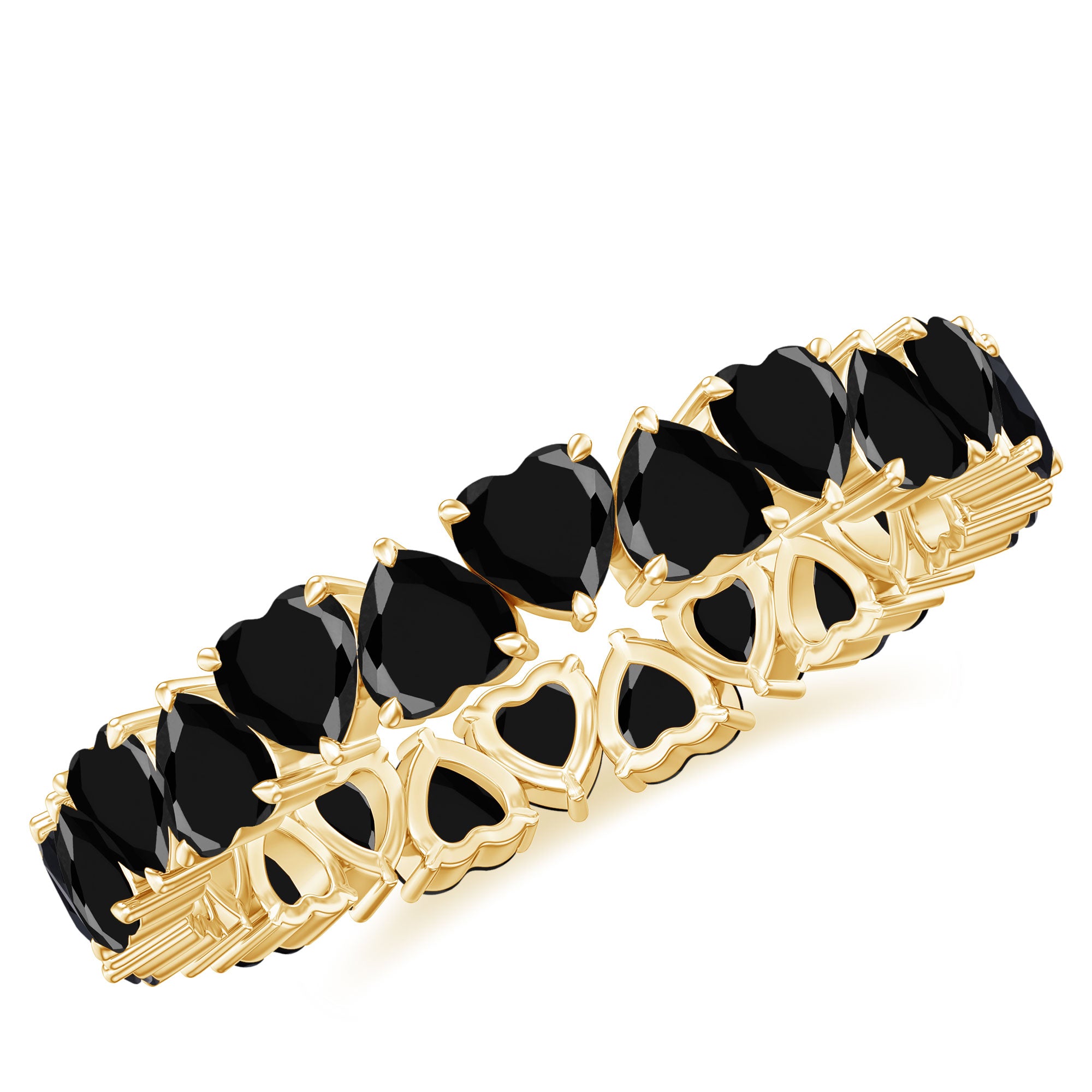 Certified Lab Grown Black Diamond Heart Eternity Ring for Women AAAA ( Synthetic ) - Rosec Jewels