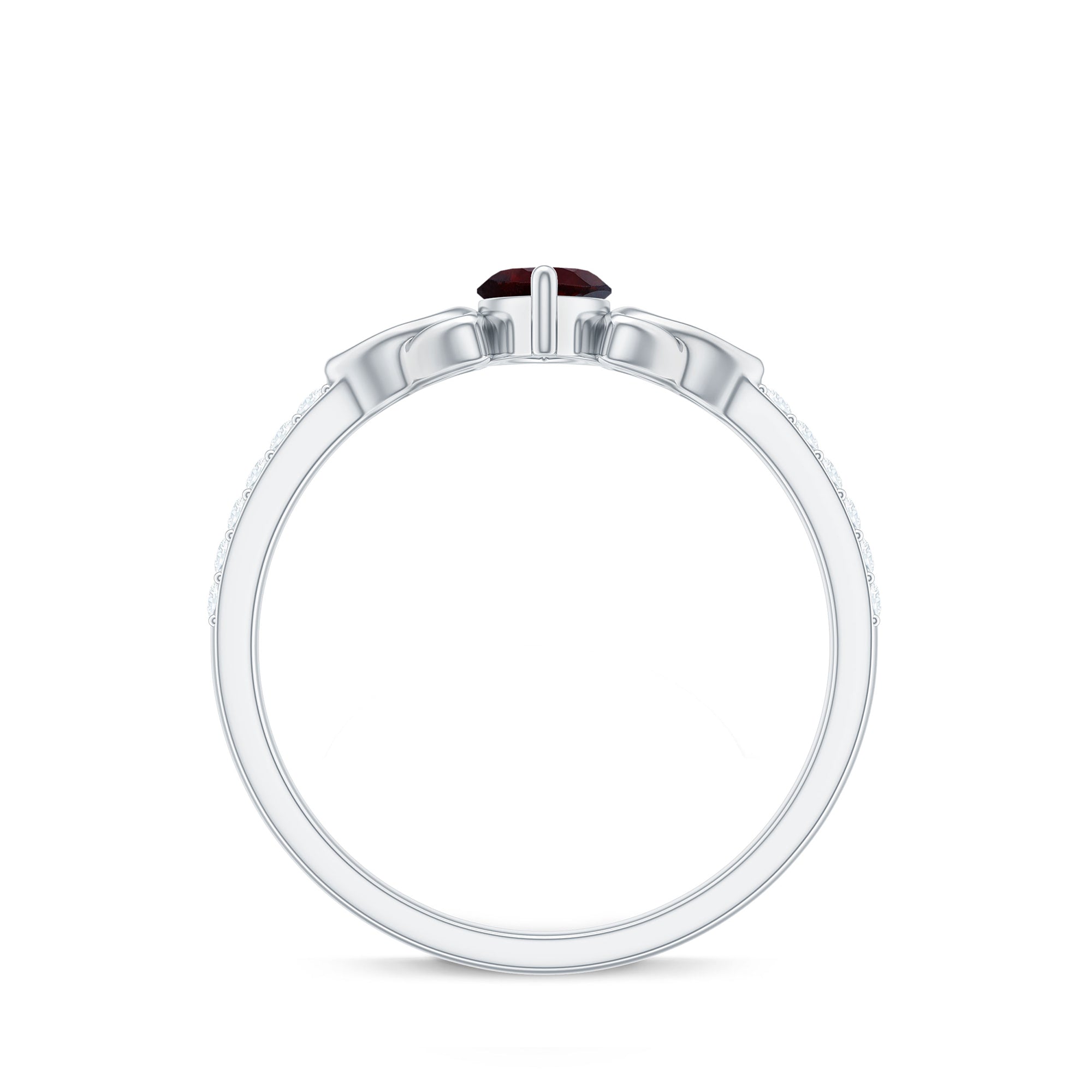 Real Garnet Diamond Marquise Engagement Ring with Celtic Knot AAA - Rosec Jewels