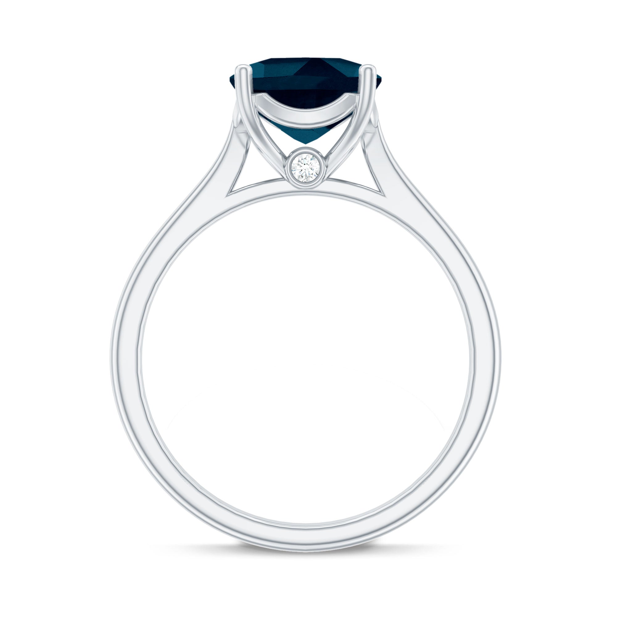 Solitaire Cushion Cut London Blue Topaz Cathedral Engagement Ring AAA - Rosec Jewels