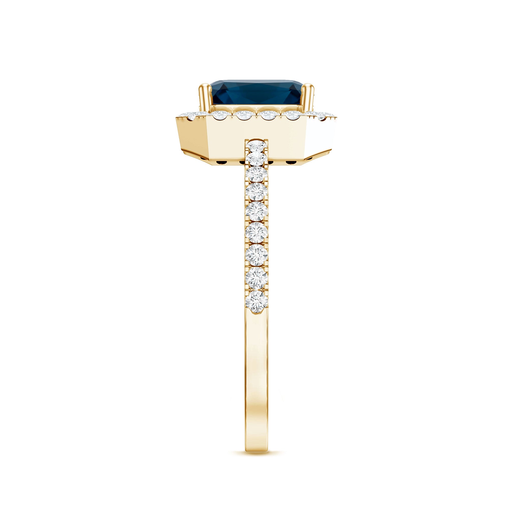 3 Carat Asscher Cut London Blue Topaz Vintage Engagement Ring with Diamond Halo AAA - Rosec Jewels