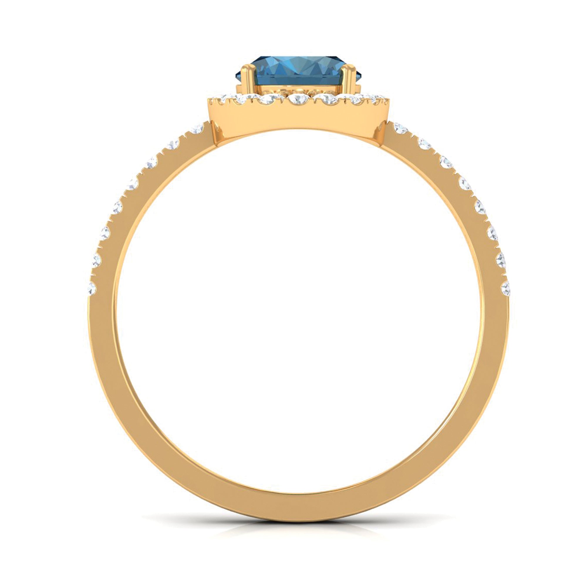 6X8mm Oval Cut London Blue Topaz Classic Engagement Ring with Diamond Halo AAA - Rosec Jewels
