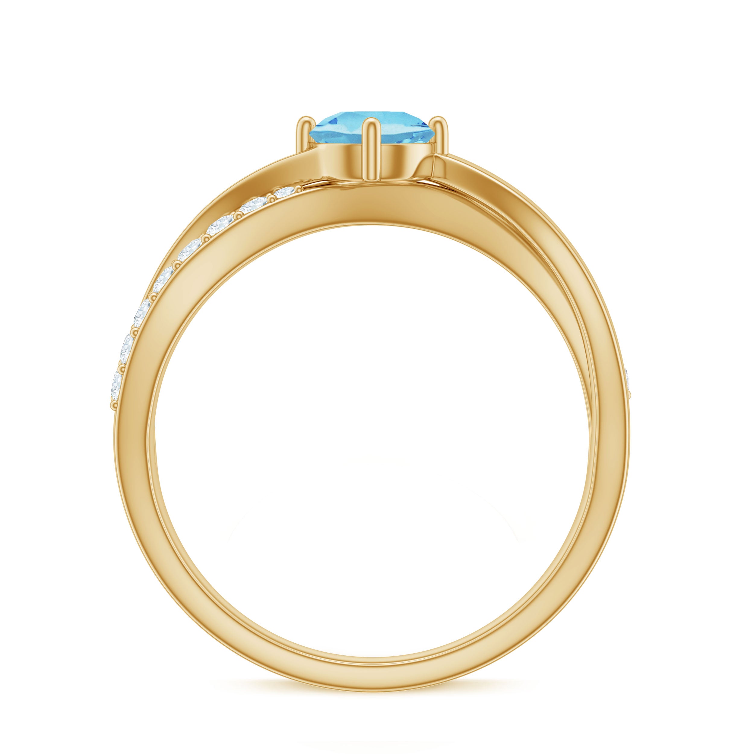 Rosec Jewels-Genuine Aquamarine Engagement Ring with Diamond Infinity Shank