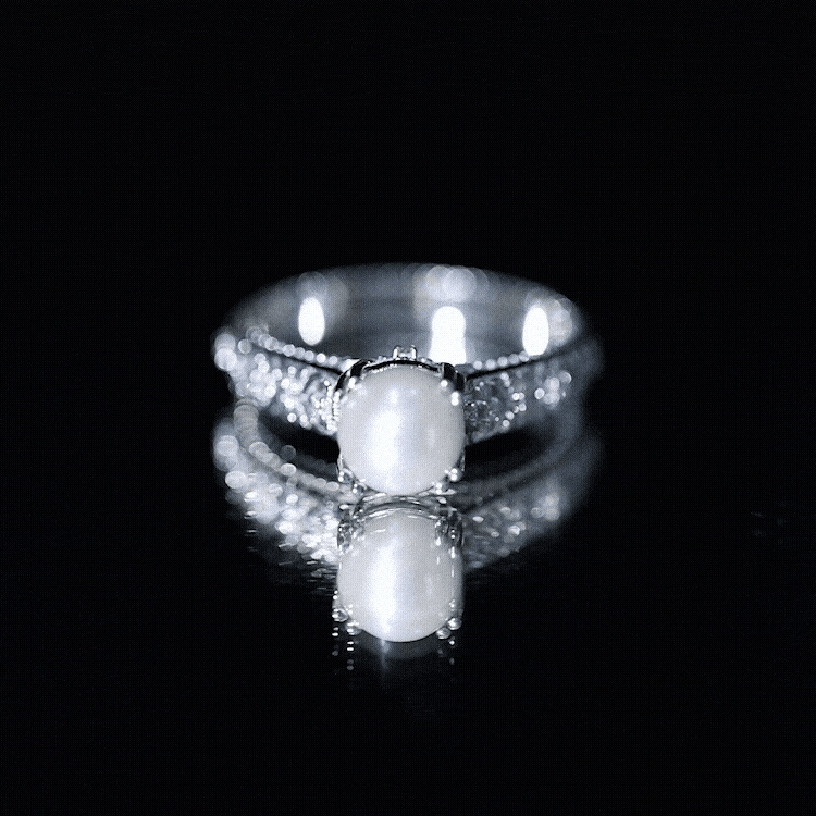 Nature Inspired 7.4 Carat Freshwater Pearl Diamond Engagement Ring AAA - Rosec Jewels