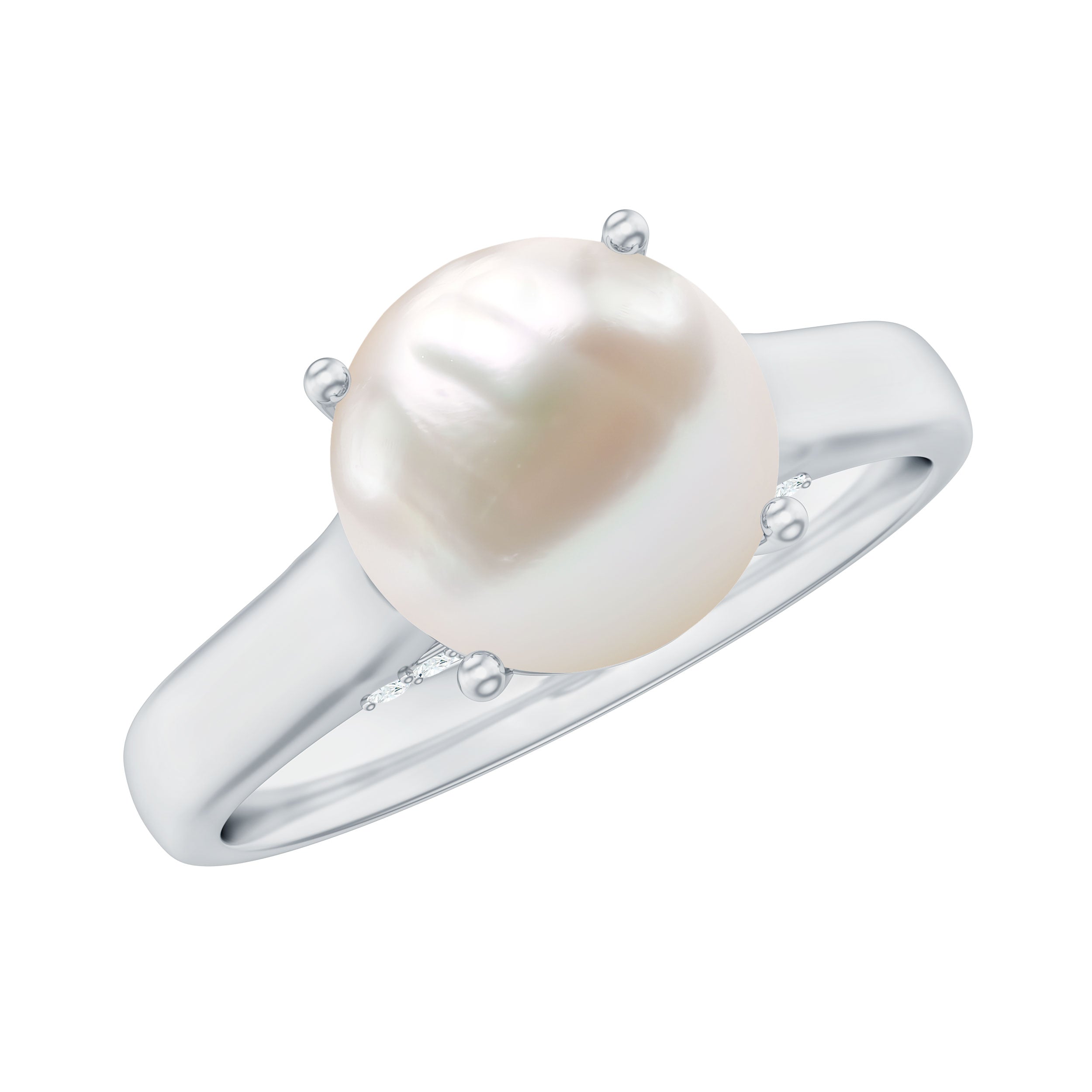 Freshwater Pearl Solitaire with Diamond Ring
