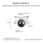 Split Shank Tahitian Pearl Solitaire with Diamond Halo Ring Tahitian pearl - ( AAA ) - Quality - Rosec Jewels