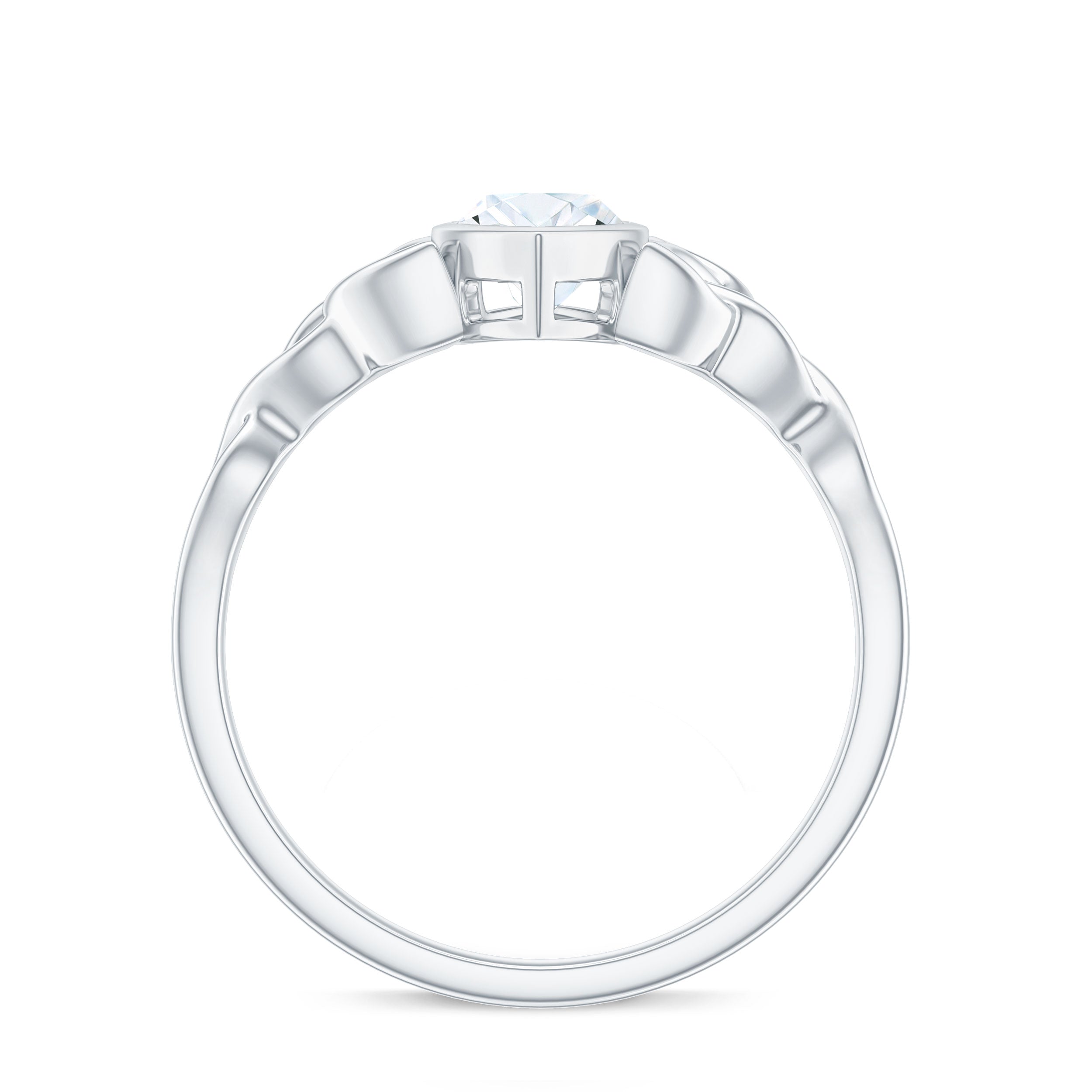 Rosec Jewels-Moissanite 5x10mm Marquise Cut Engagement Ring in Bezel Setting
