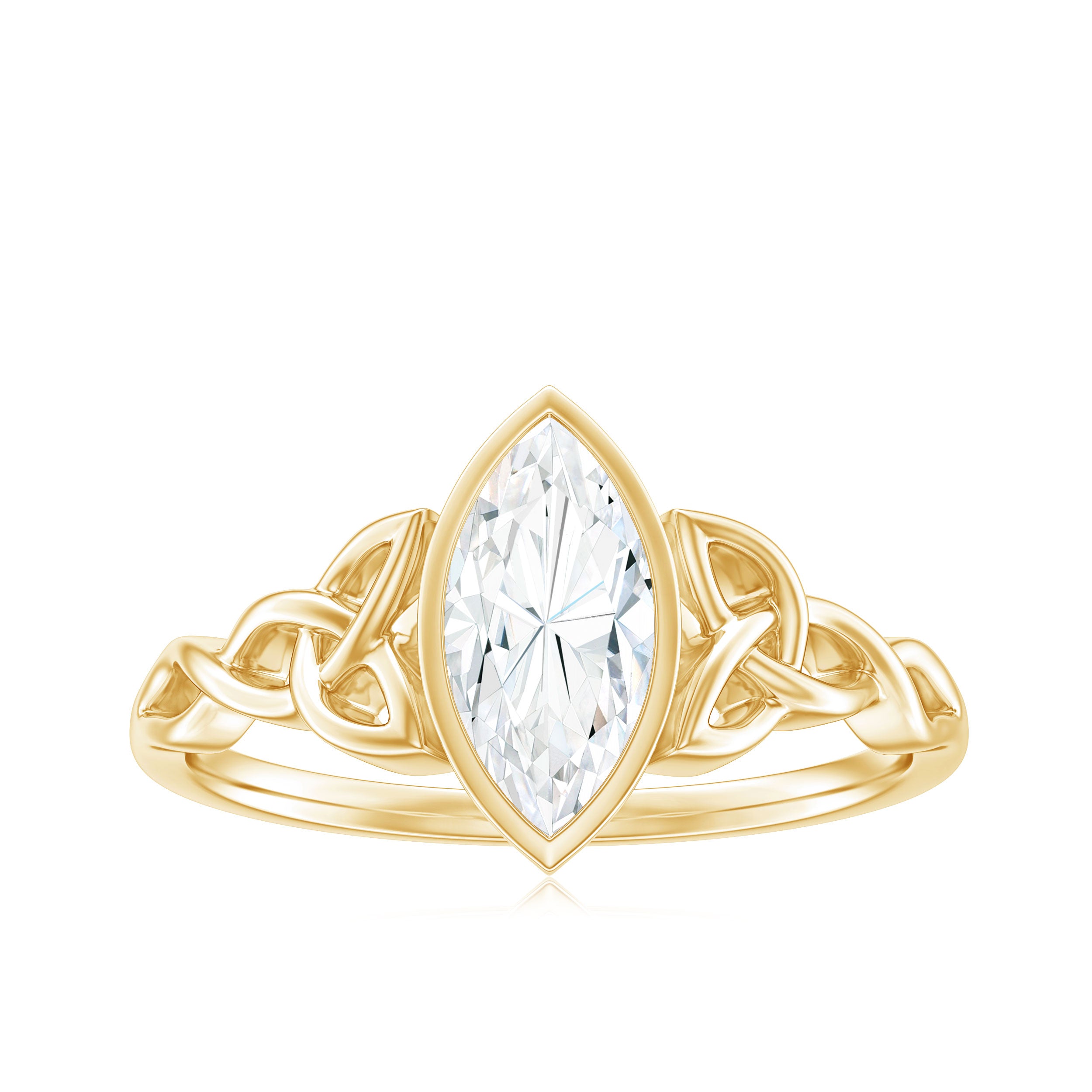 Rosec Jewels-Moissanite 5x10mm Marquise Cut Engagement Ring in Bezel Setting