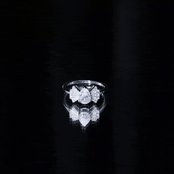 Pear Shaped Moissanite Designer Engagement Ring D-VS1 - Rosec Jewels