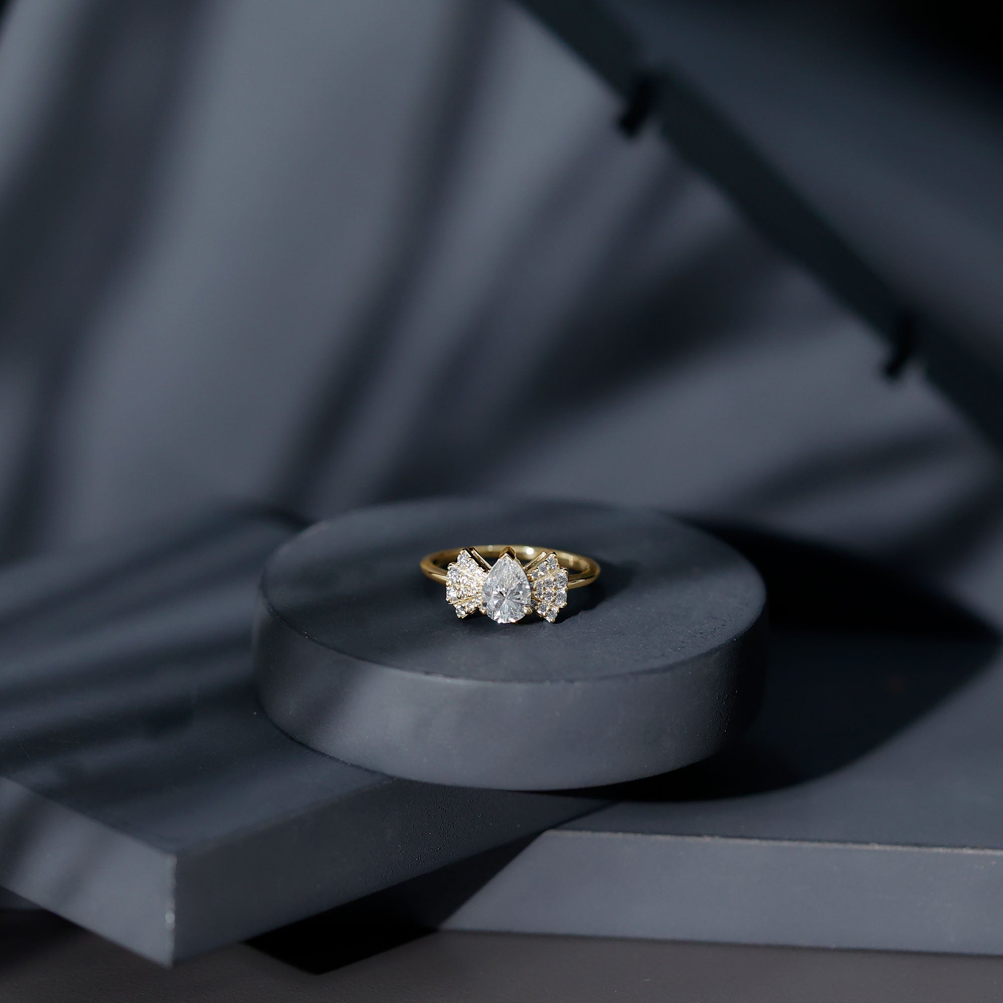 Pear Shaped Moissanite Designer Engagement Ring D-VS1 - Rosec Jewels