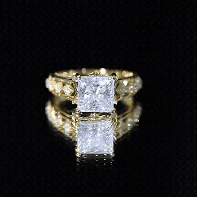 3 Carat Princess Cut Certified Moissanite Solitaire Engagement Ring D-VS1 - Rosec Jewels