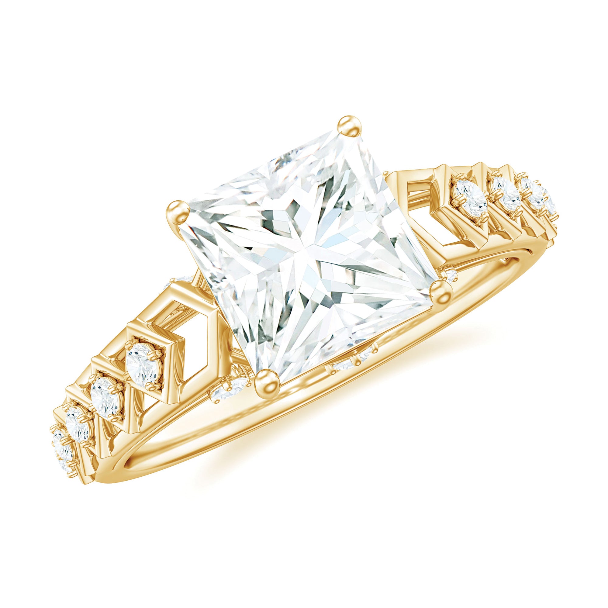 3 Carat Princess Cut Certified Moissanite Solitaire Engagement Ring D-VS1 - Rosec Jewels