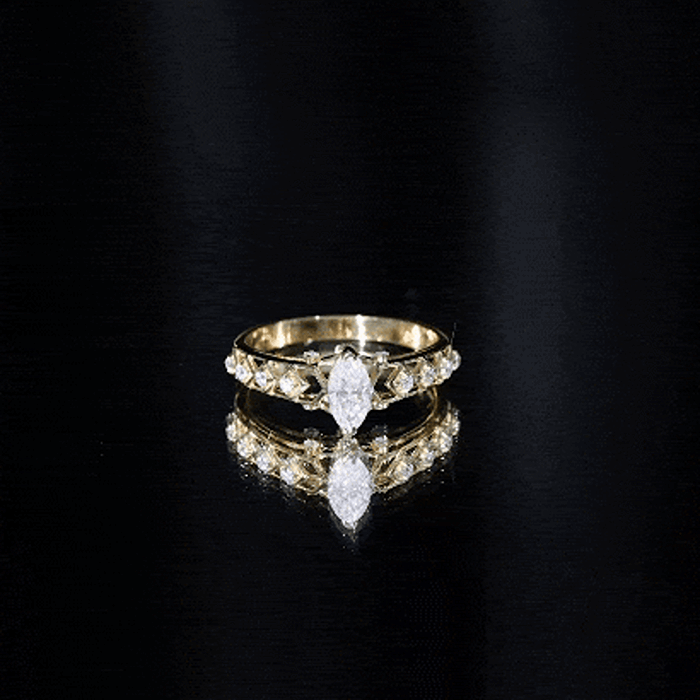 Art Deco Looking Moissanite Marquise Engagement Ring D-VS1 - Rosec Jewels